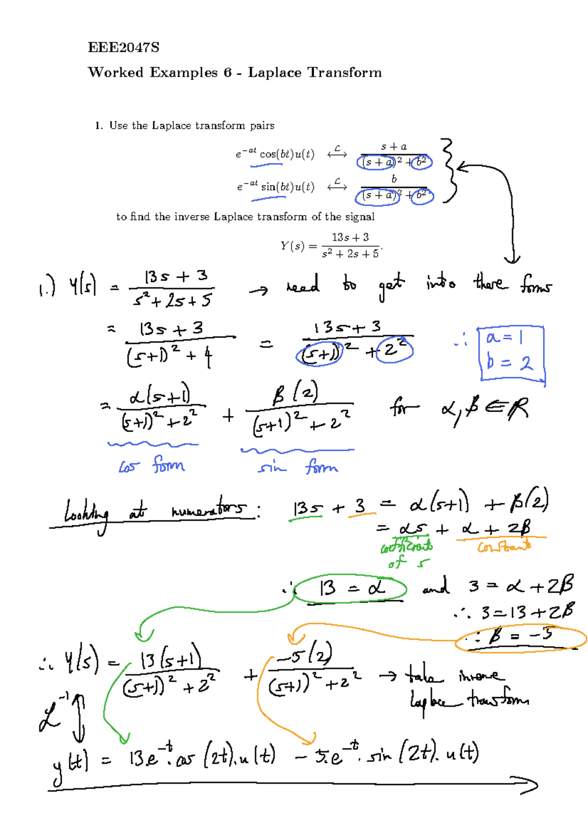 EEE2047S 2025 Worked Examples 6b - EEE2047S Worked Examples 6 - Laplace ...