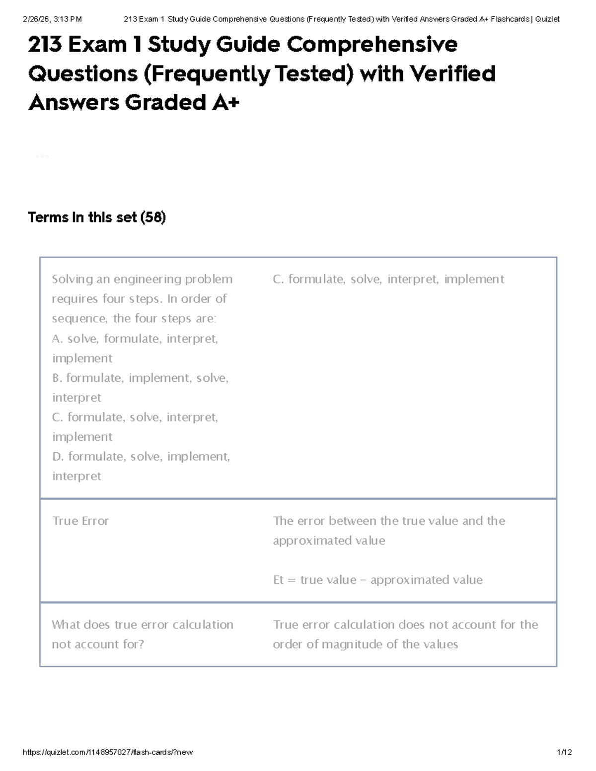 213 Exam 1 Study Guide: Comprehensive Q&A with Verified Answers - Studocu