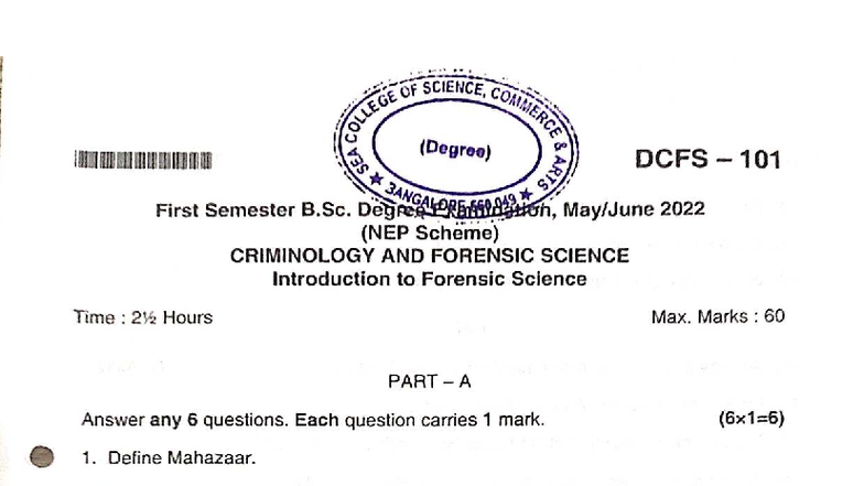DCFS 101 & DCFS 102: Forensic Science Exam Questions & Answers - Studocu