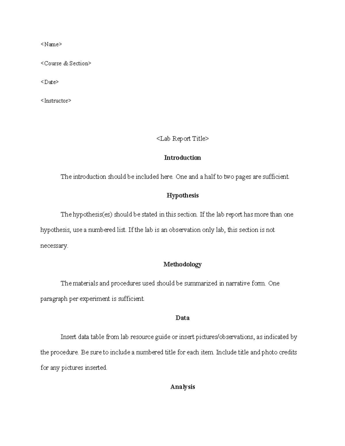 GCU Lab Report Template: Blank Format for Experiments - Studocu