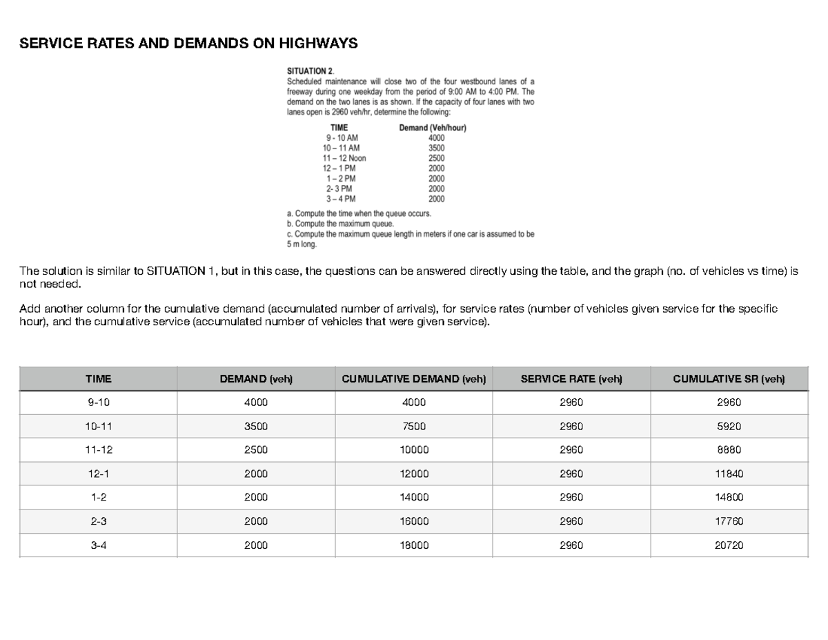 Basic Transportation Engg - Service Rate & Demand Analysis - Studocu