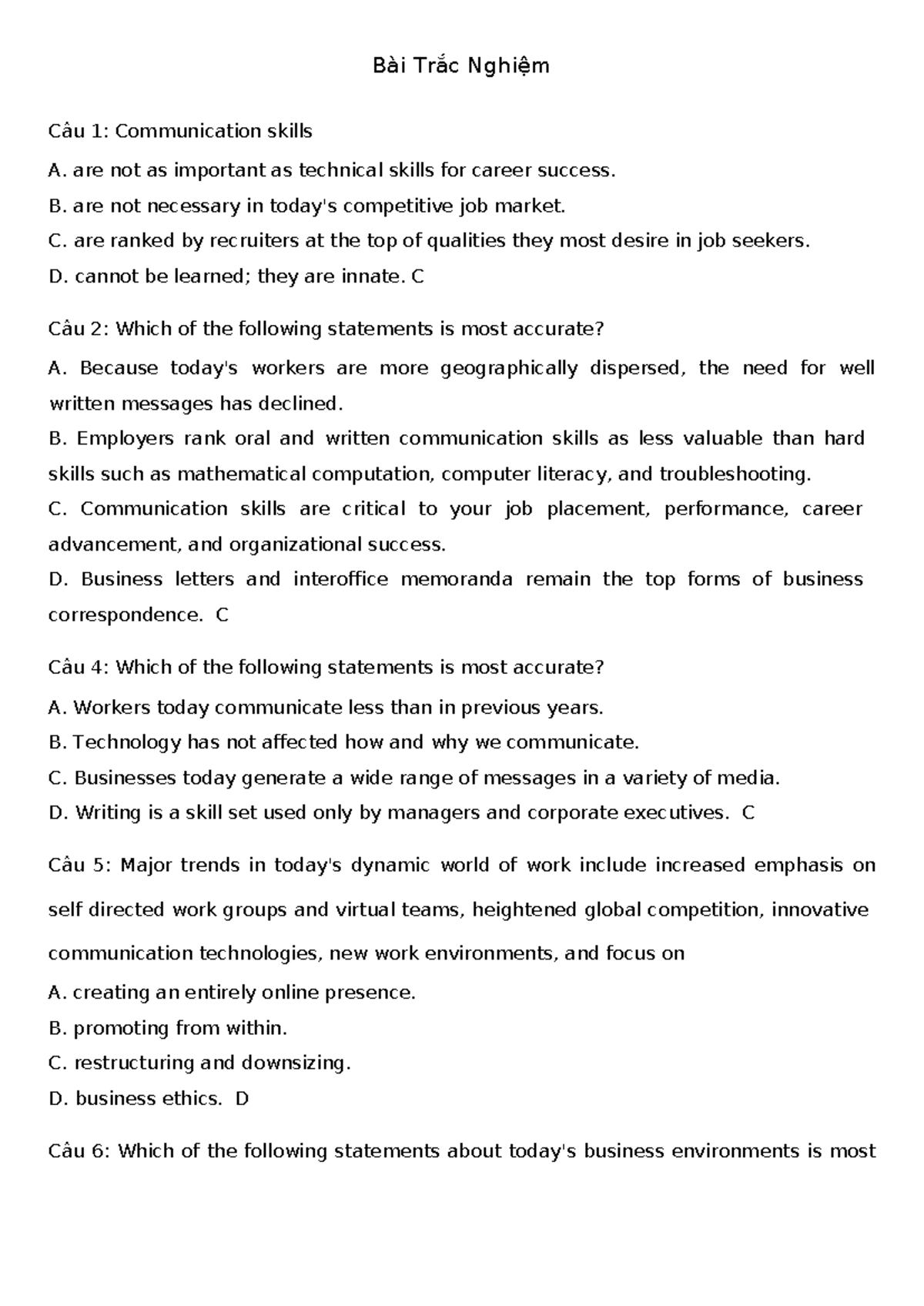 Quiz questions for communication skills (course code: 34ddewd) - Studocu