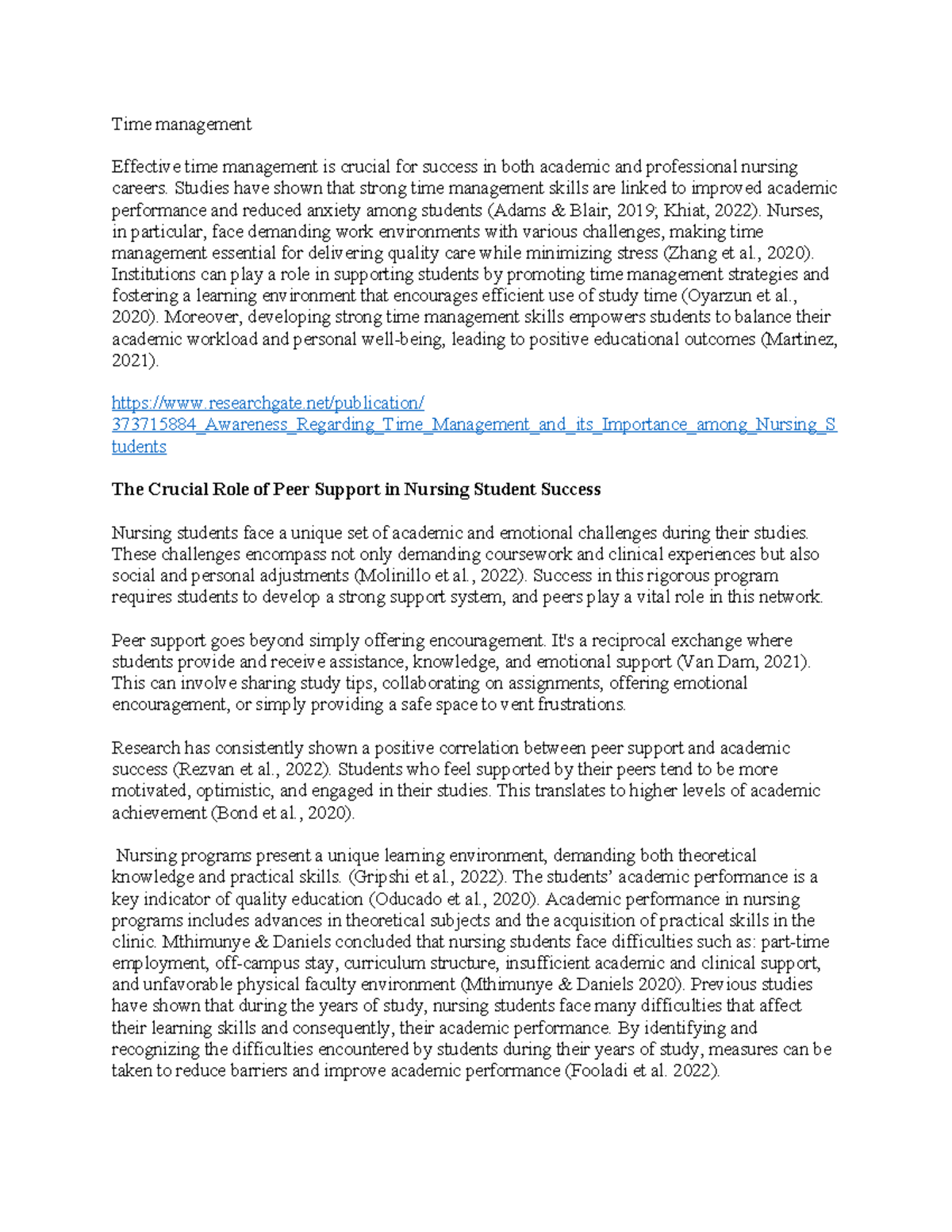 NUR 301 Final Exam Notes: Time Management & Peer Support in Nursing ...