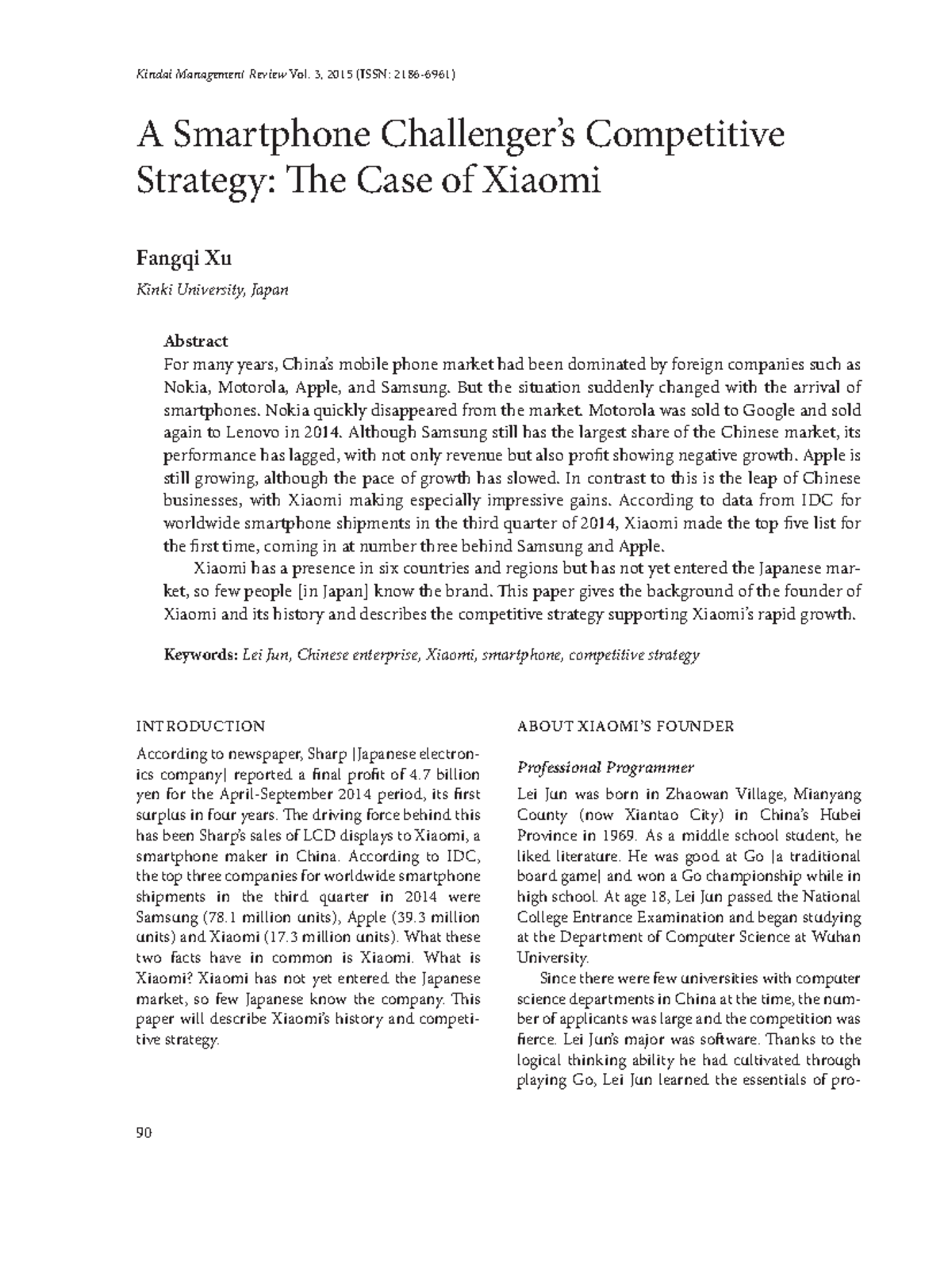 A Case Study on Xiaomi's Competitive Strategy in the Smartphone Market ...