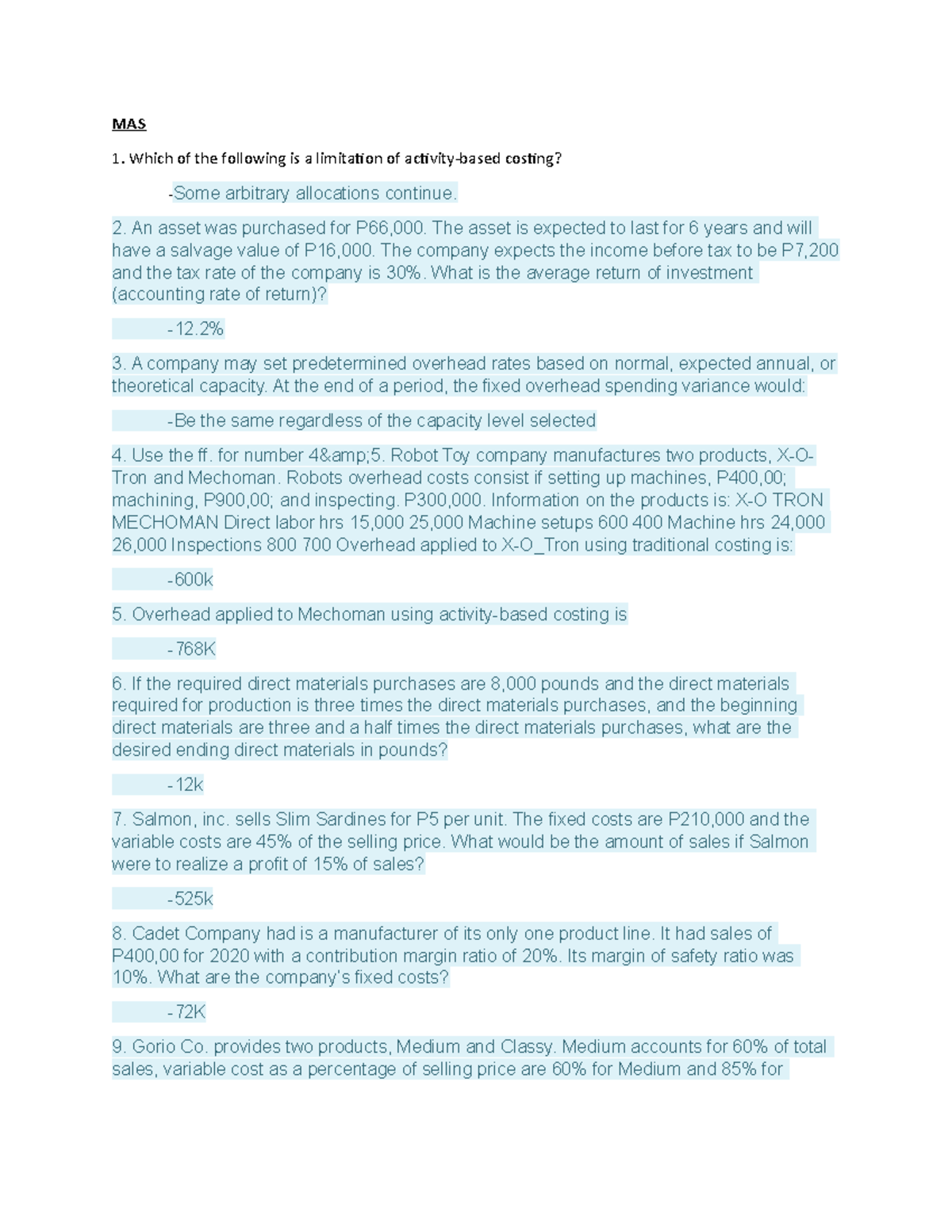 MAS CPALE Board Exam Review Notes and Key Concepts - Studocu