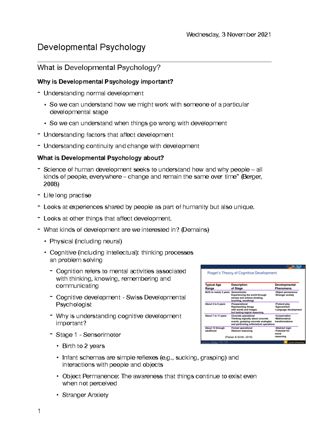 Developmental Psychology Overview: Key Issues & Research Designs - Studocu
