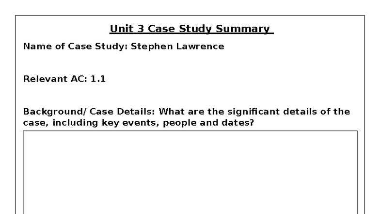 Unit 3 Case Study Summary - Unit 3 Case Study Summary Name of Case ...