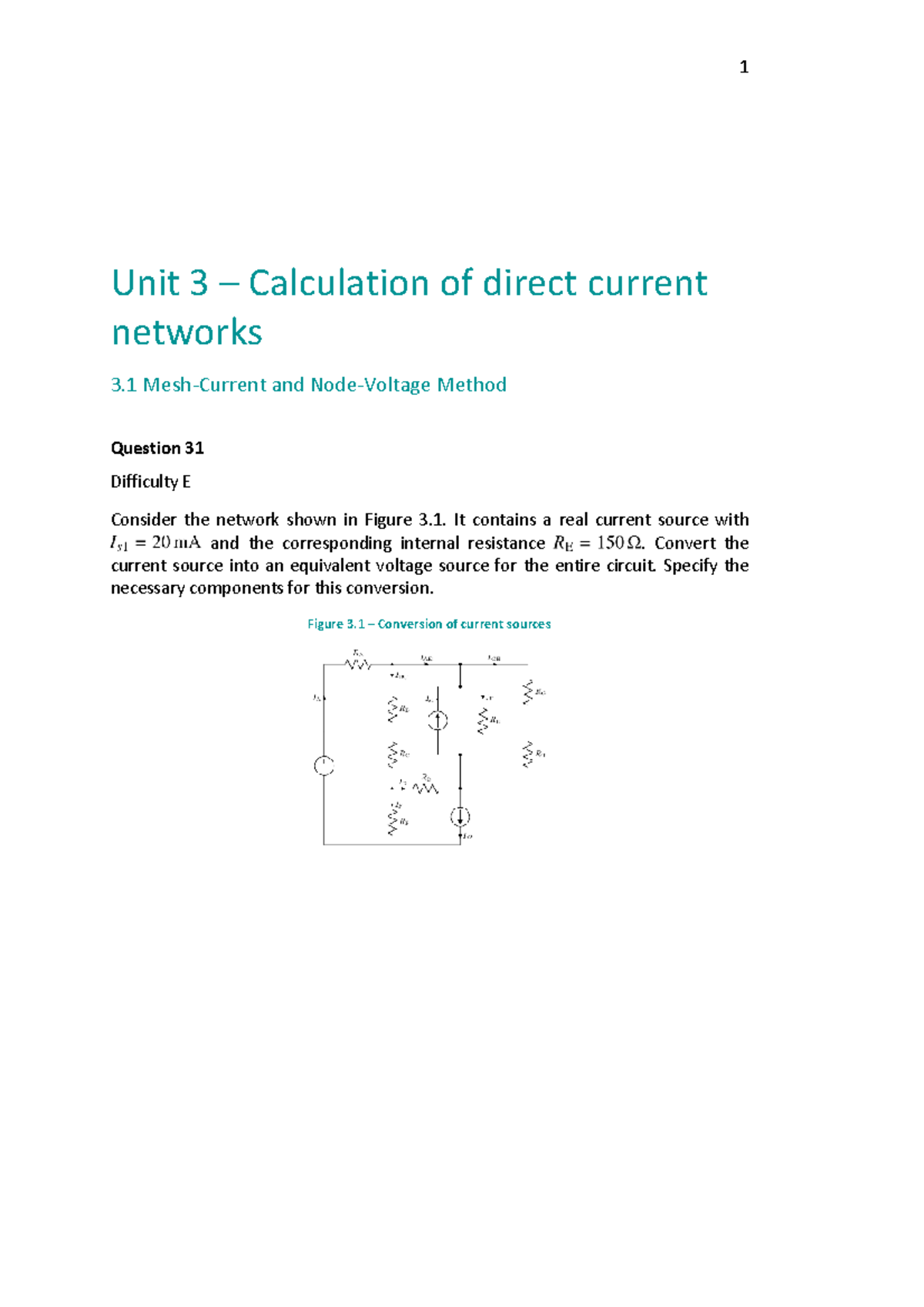 Unit 3 Review: DC Network Calculations & Source Conversions - EE 01-01 ...