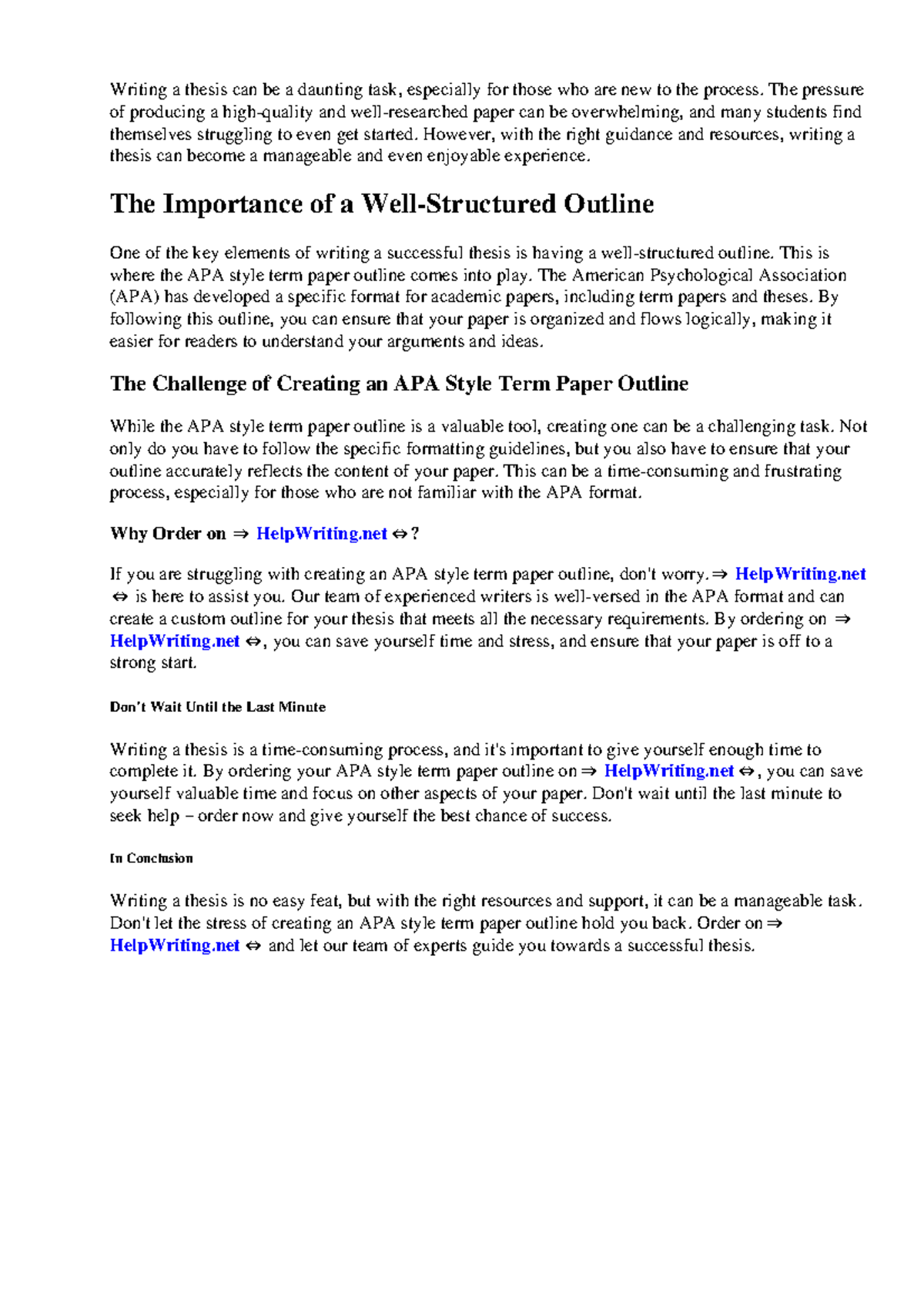 Apa style term paper outline - Writing a thesis can be a daunting task ...