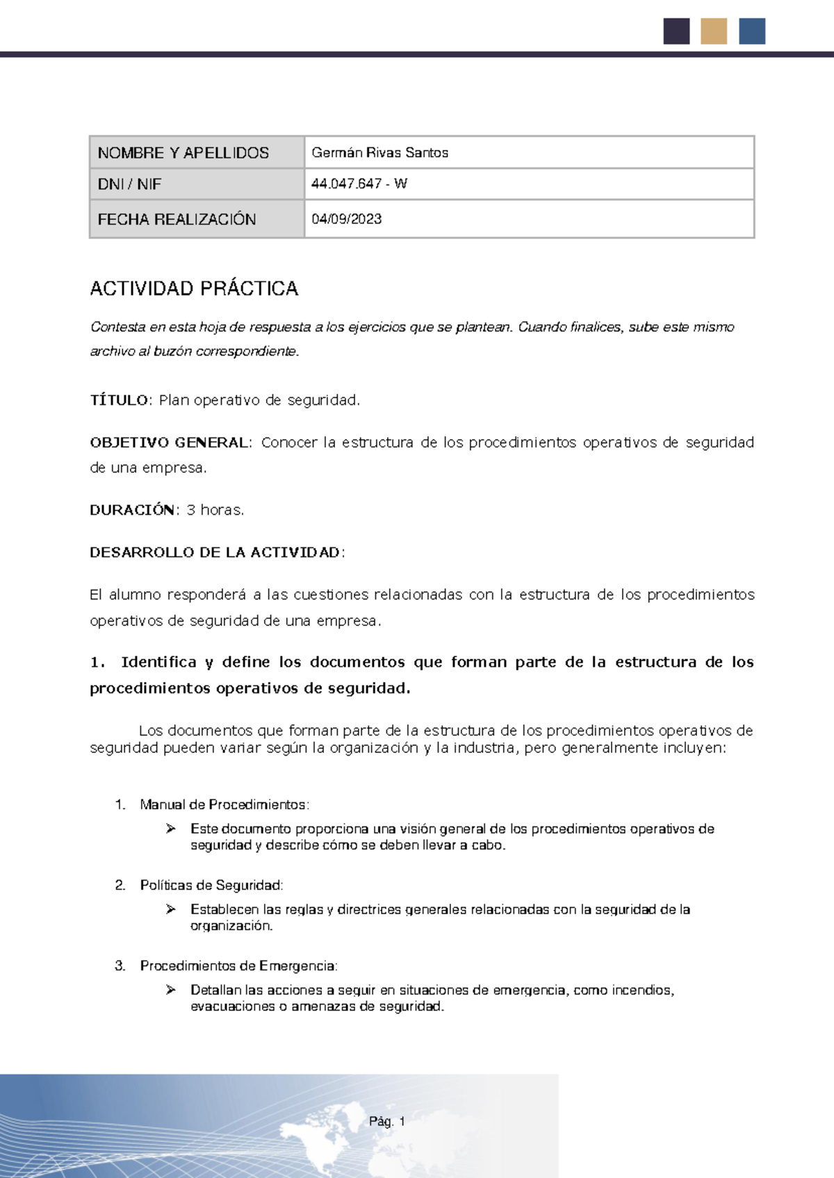 004 - Ejercicio 1: Plan Operativo de Seguridad en la Empresa - Document Preview
