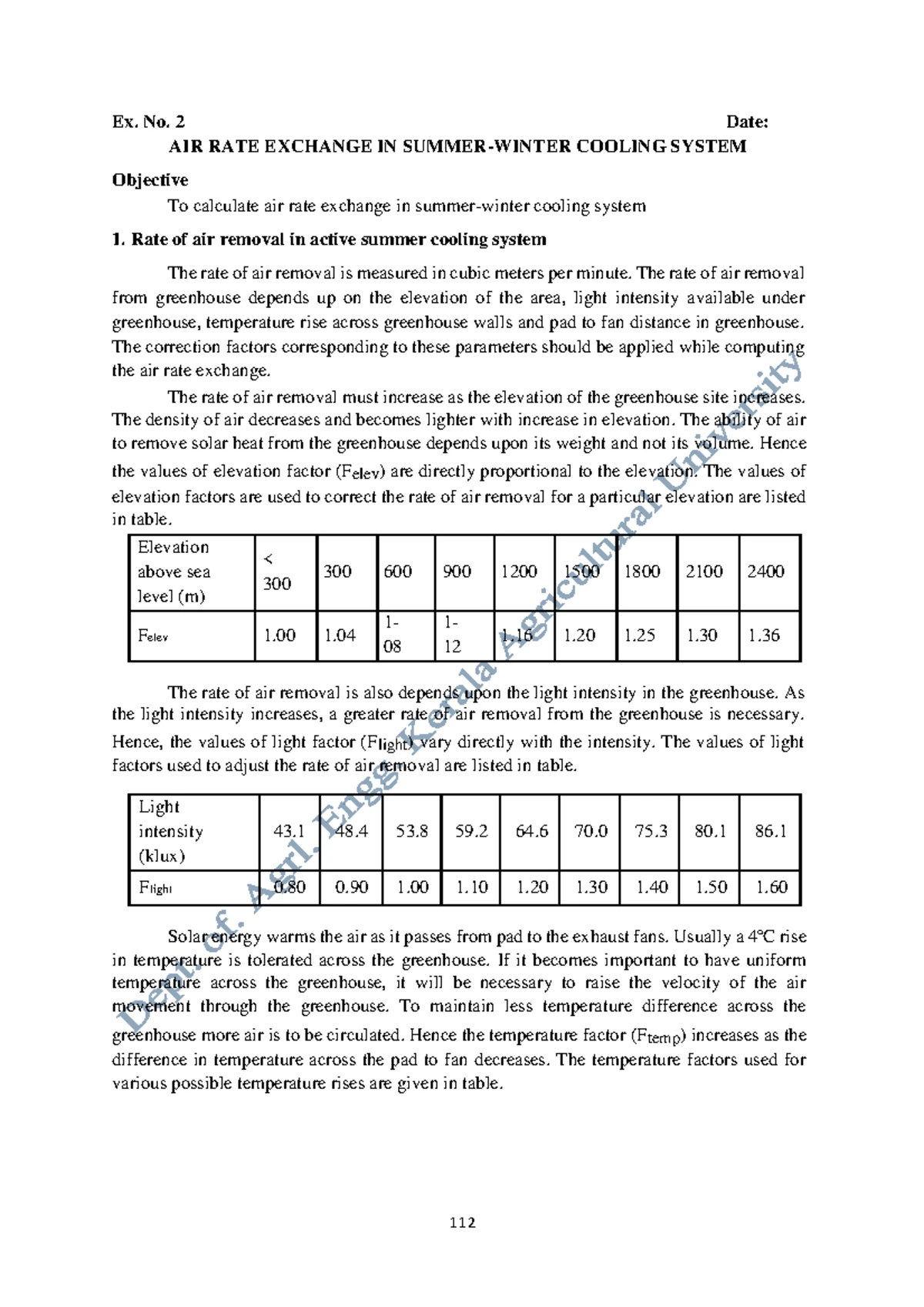 Apfe practical 3 - drying rate - Rate of air removal in active winter ...