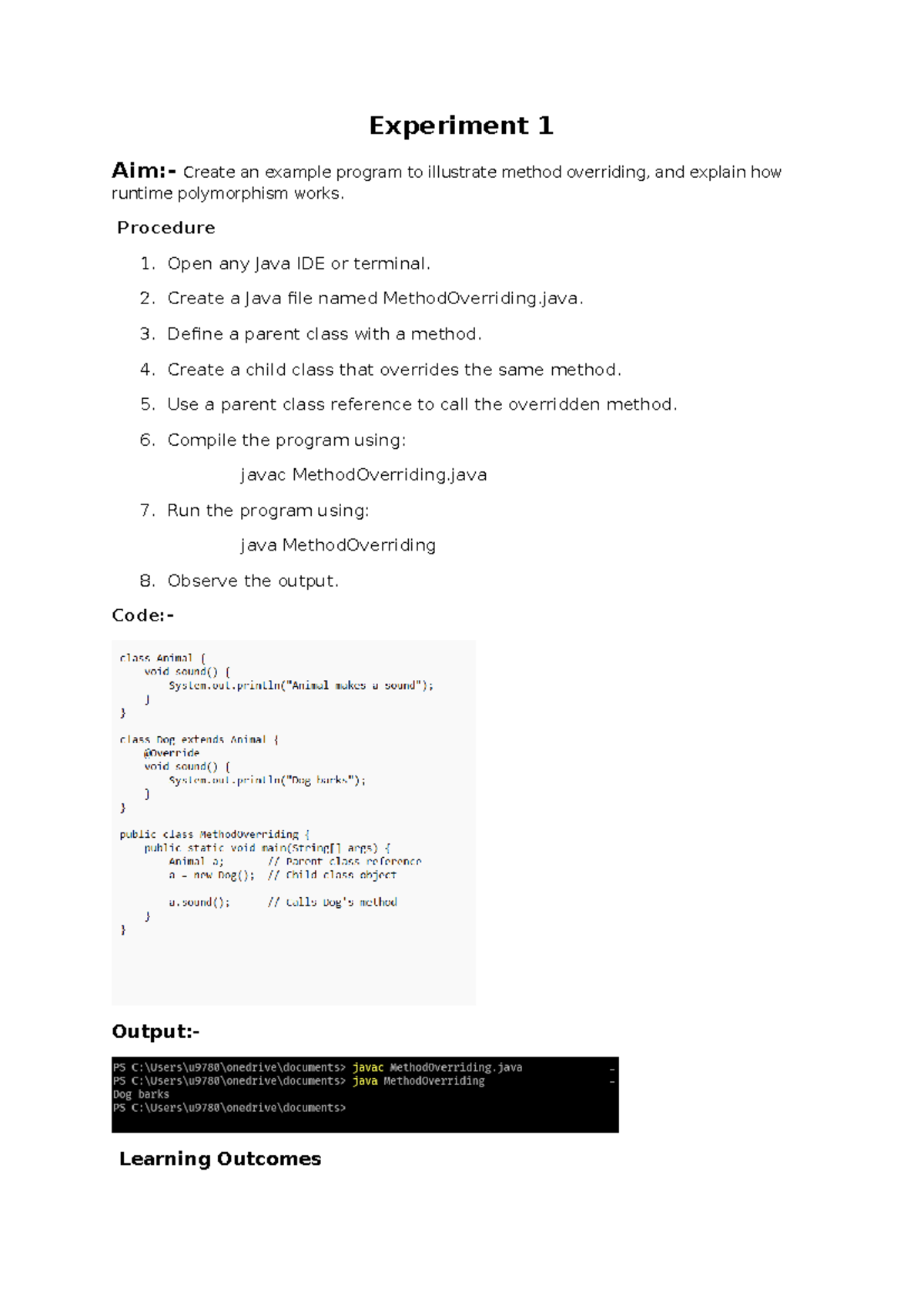 Java Lab File: Method Overriding, Inheritance, and Exception Handling ...