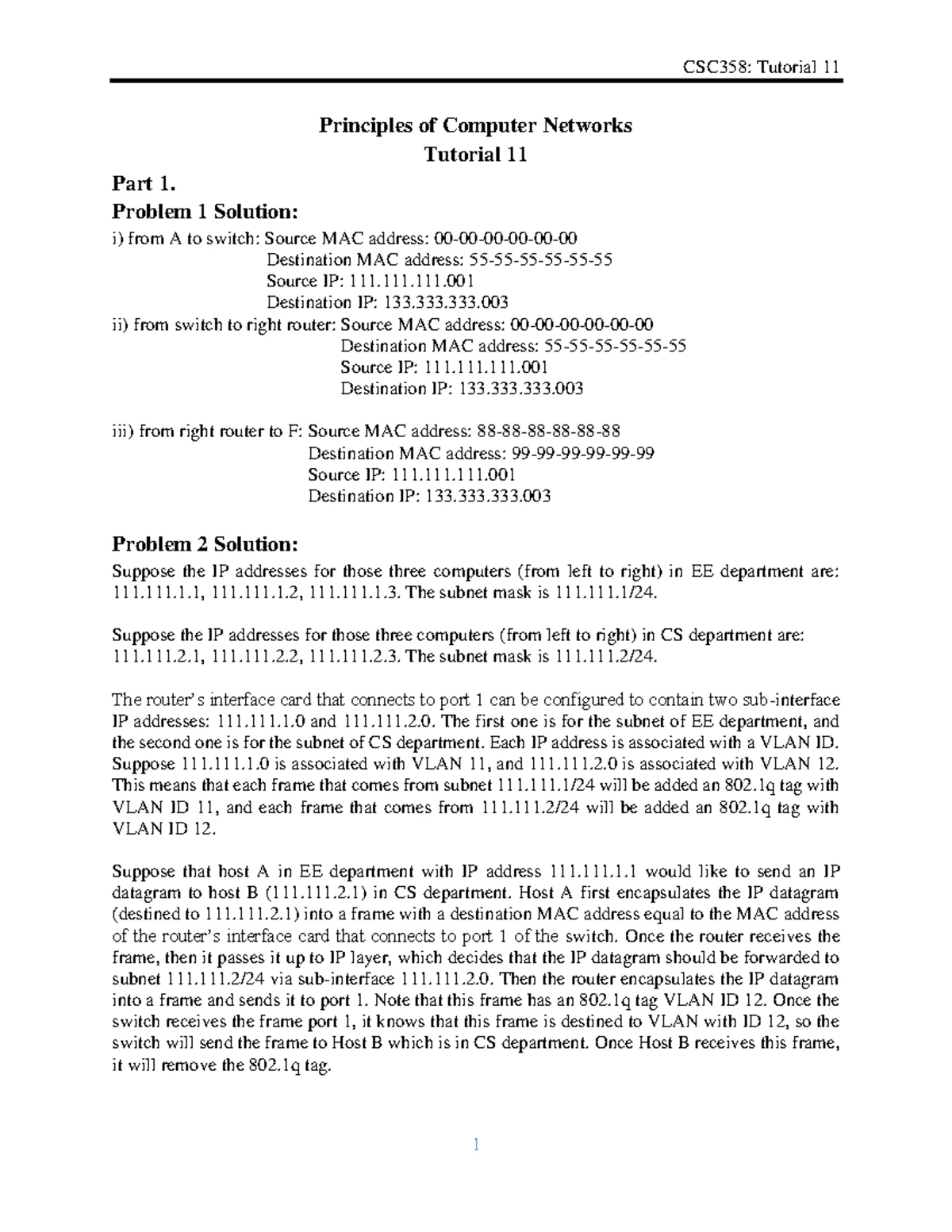 CSC358: Tutorial 10 - Principles of Computer Networks Class Notes - Studocu