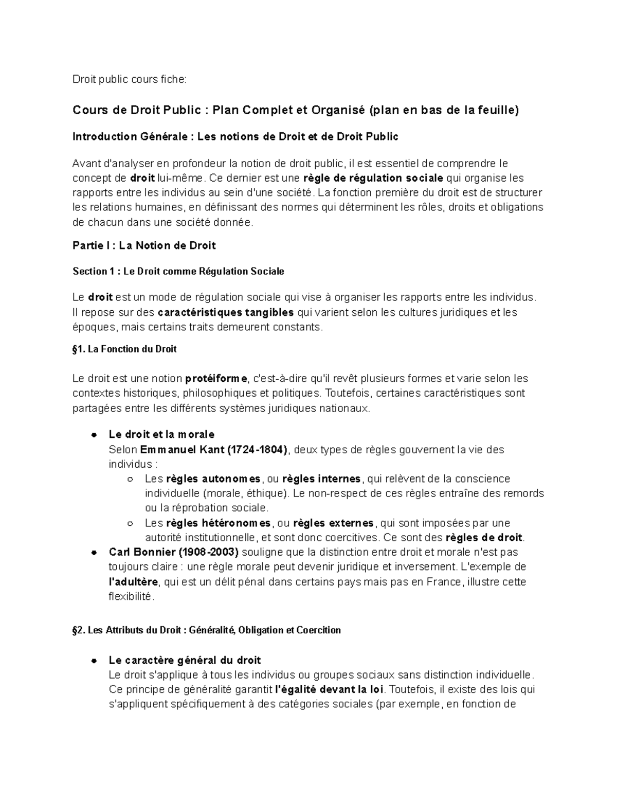 Droit Public : Cours Complet et Organisé sur les Notions Fondamentales ...