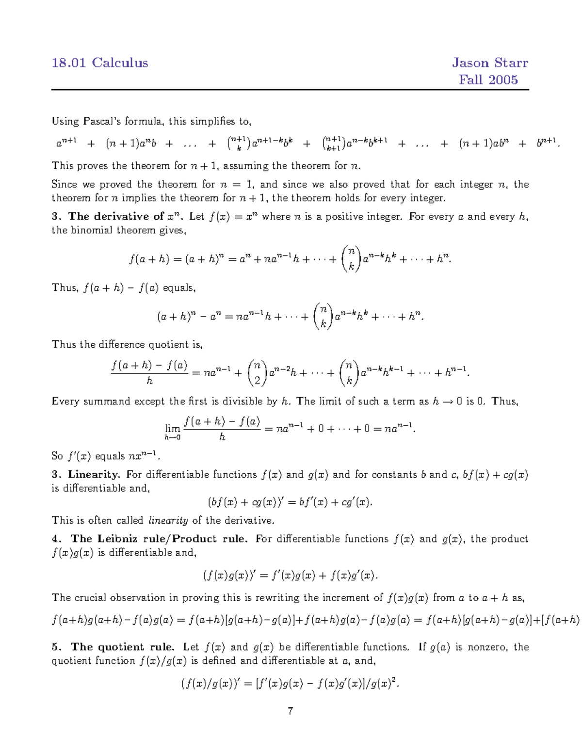 18.01 Calculus Final Exam Notes - Fall 2005 - Studocu