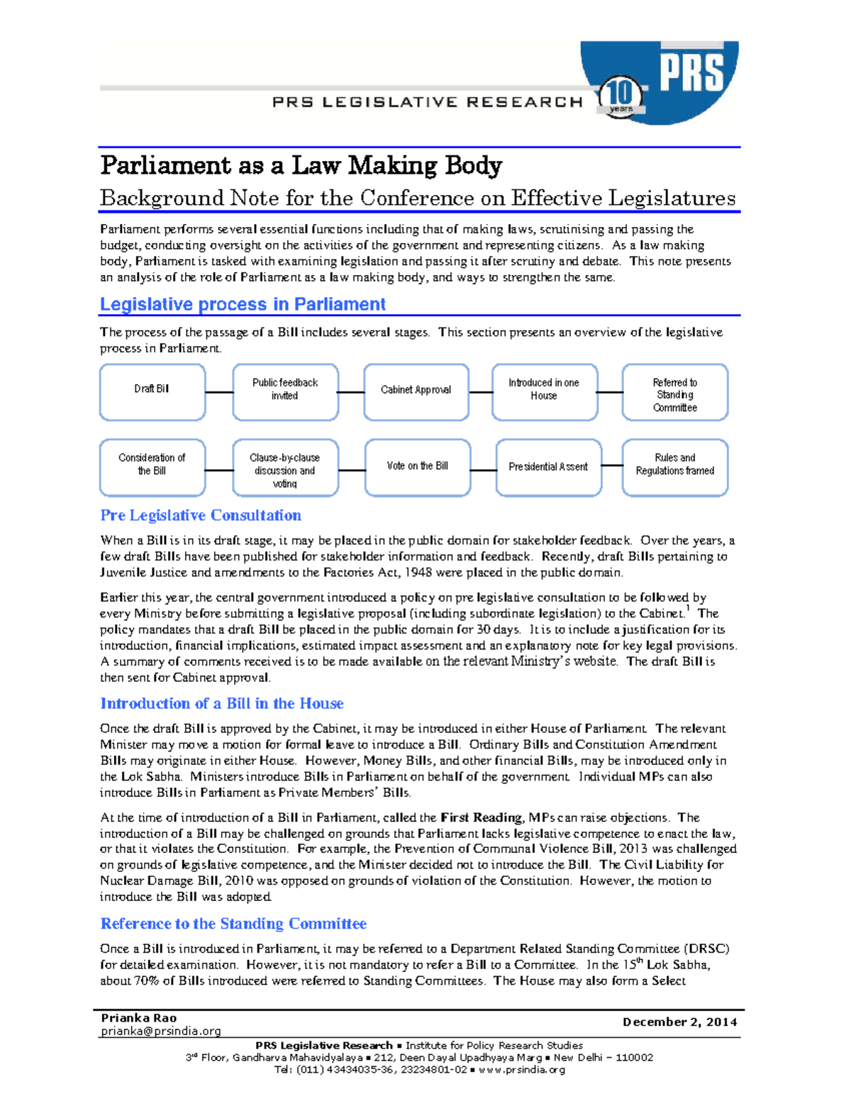 Parliament as a Law-Making Body: Legislative Process and Reform ...