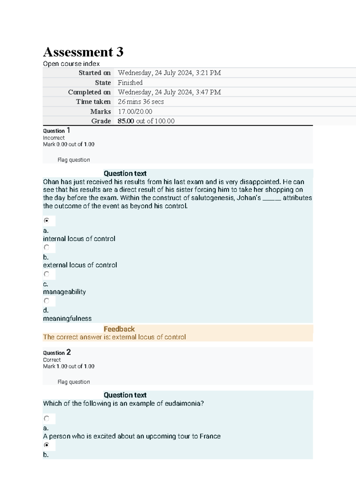 IOP1601 Assignment 3 - Psychological Assessment Insights - Studocu