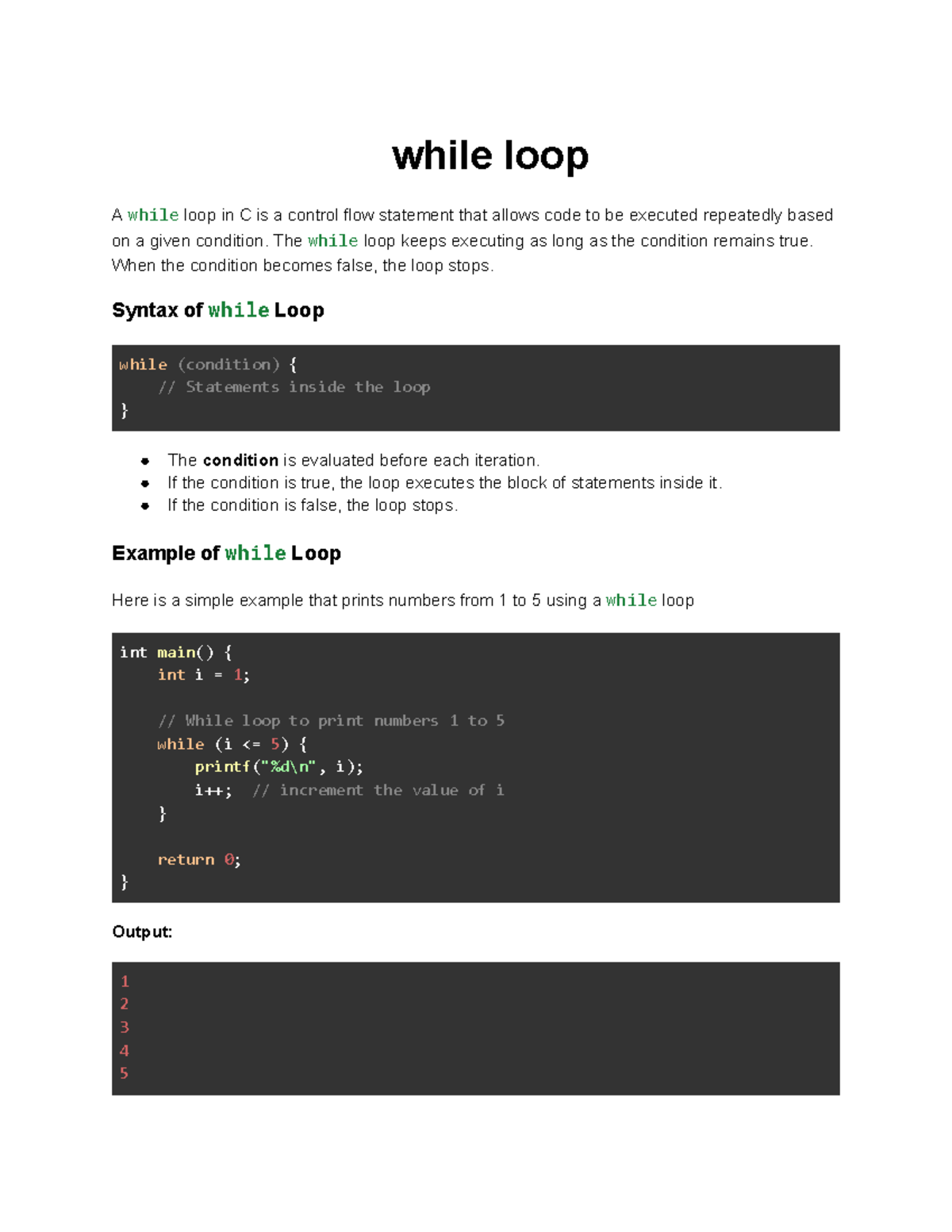 C Programming: Understanding While Loop Fundamentals and Syntax - Studocu