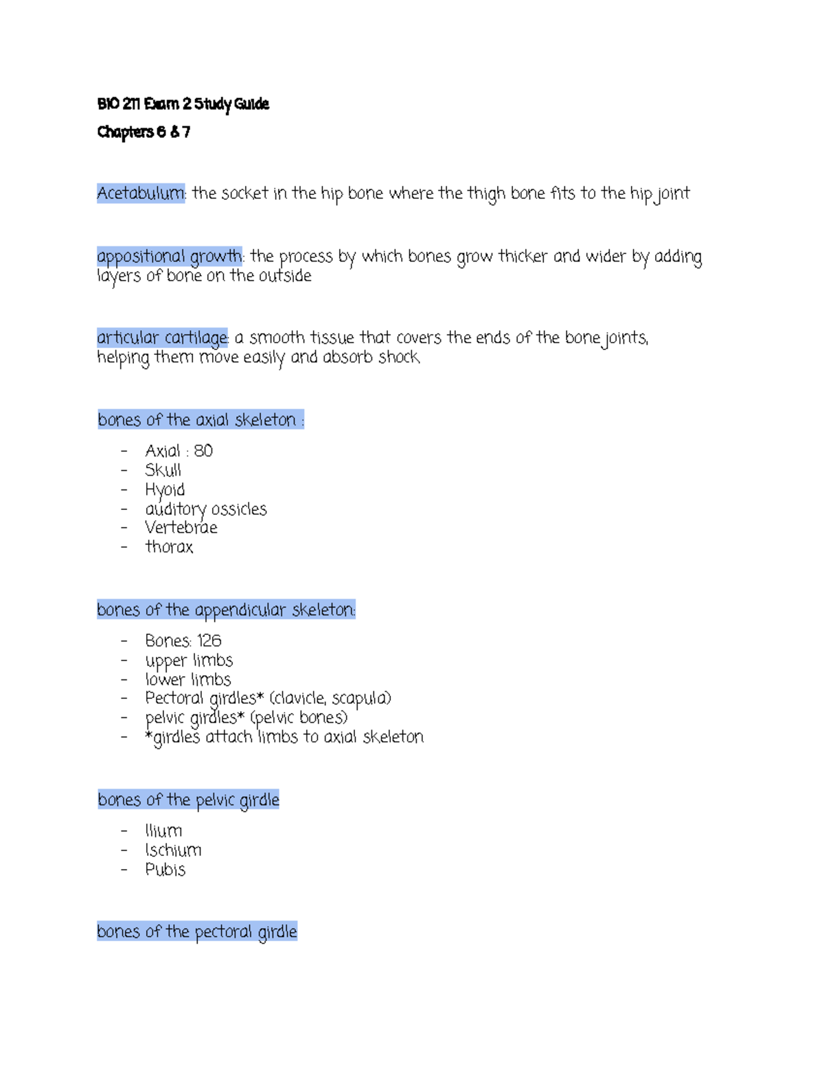 BIO 211 Exam 2 Study Guide: Key Concepts from Chapters 6 & 7 - BIO 211 ...