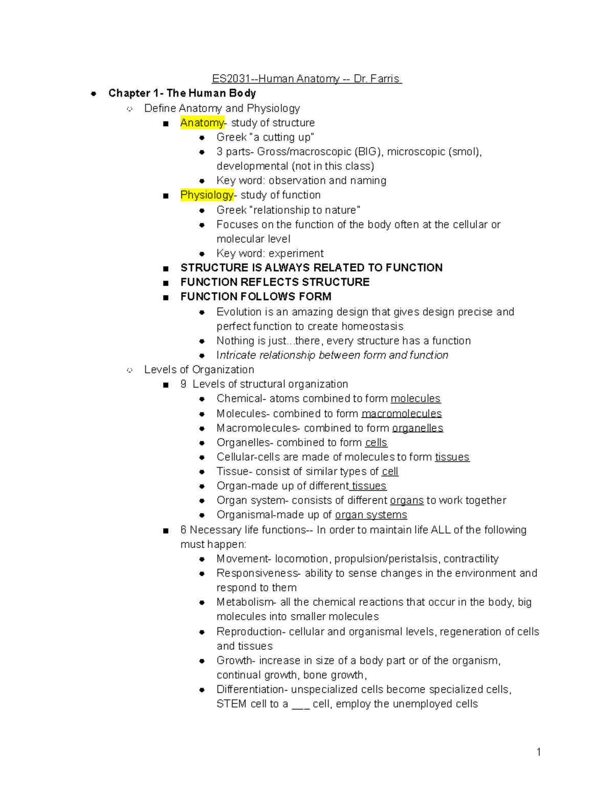 ES2031 Midterm Study Guide on Human Anatomy and Organ Systems - Studocu