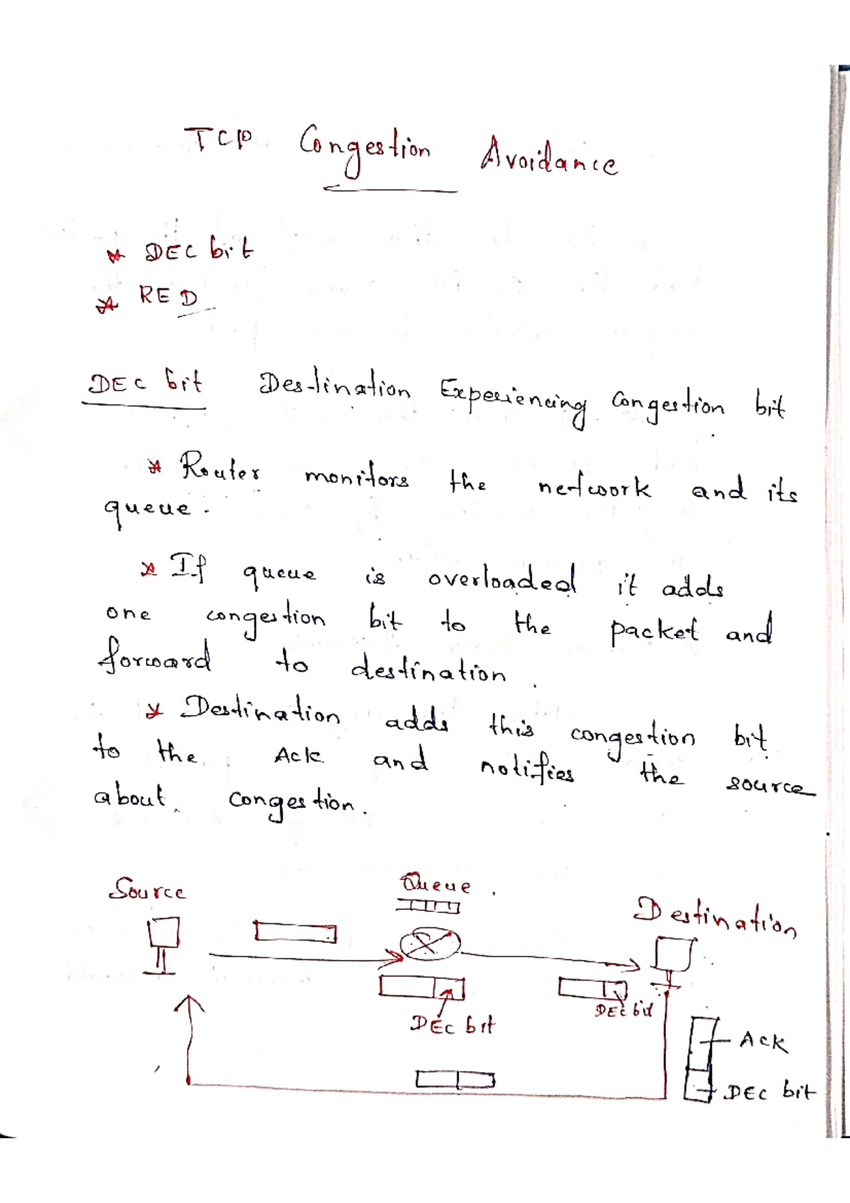 TCP Congestion Avoidance: DEC Bit and RED Mechanisms Explained - Studocu