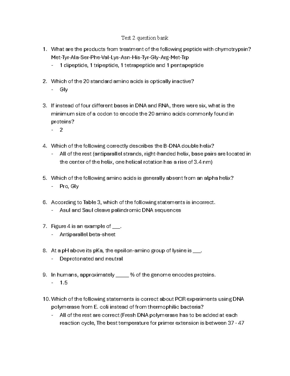 Test 2 question bank - Test 2 question bank What are the products from ...