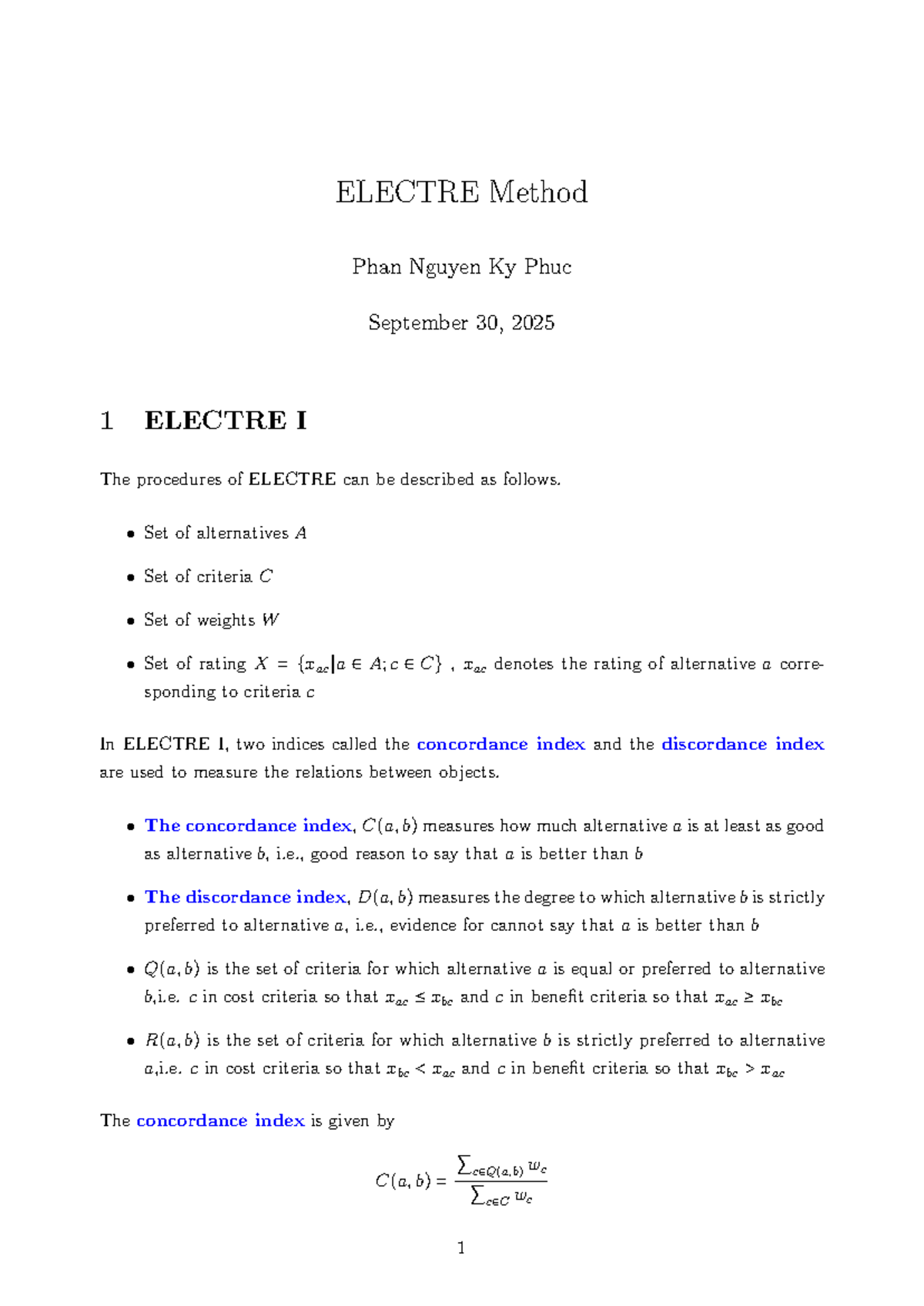 ELECTRE Method Overview and Applications in MCDM (ISE 2025) - Studocu