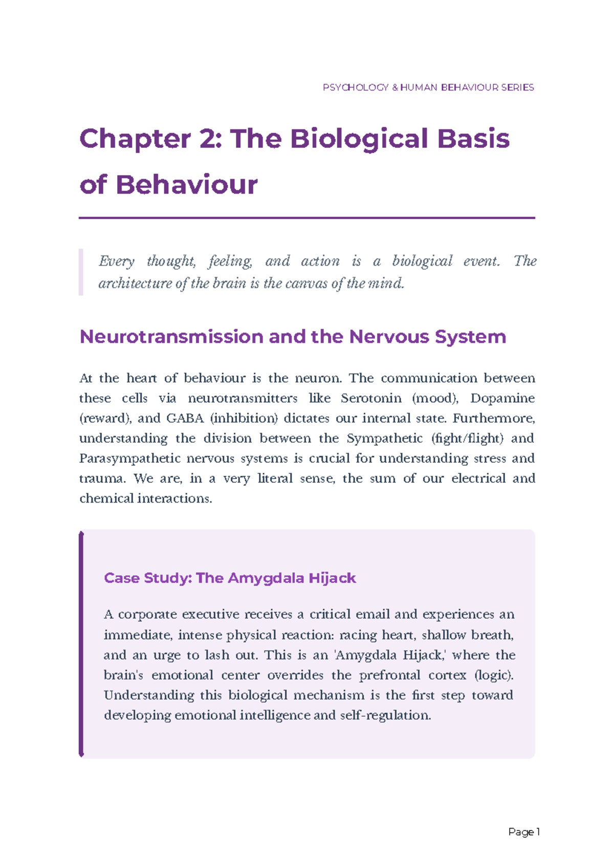 PSY 101: Psychology Series Chapter 2 - Biological Basis of Behavior ...