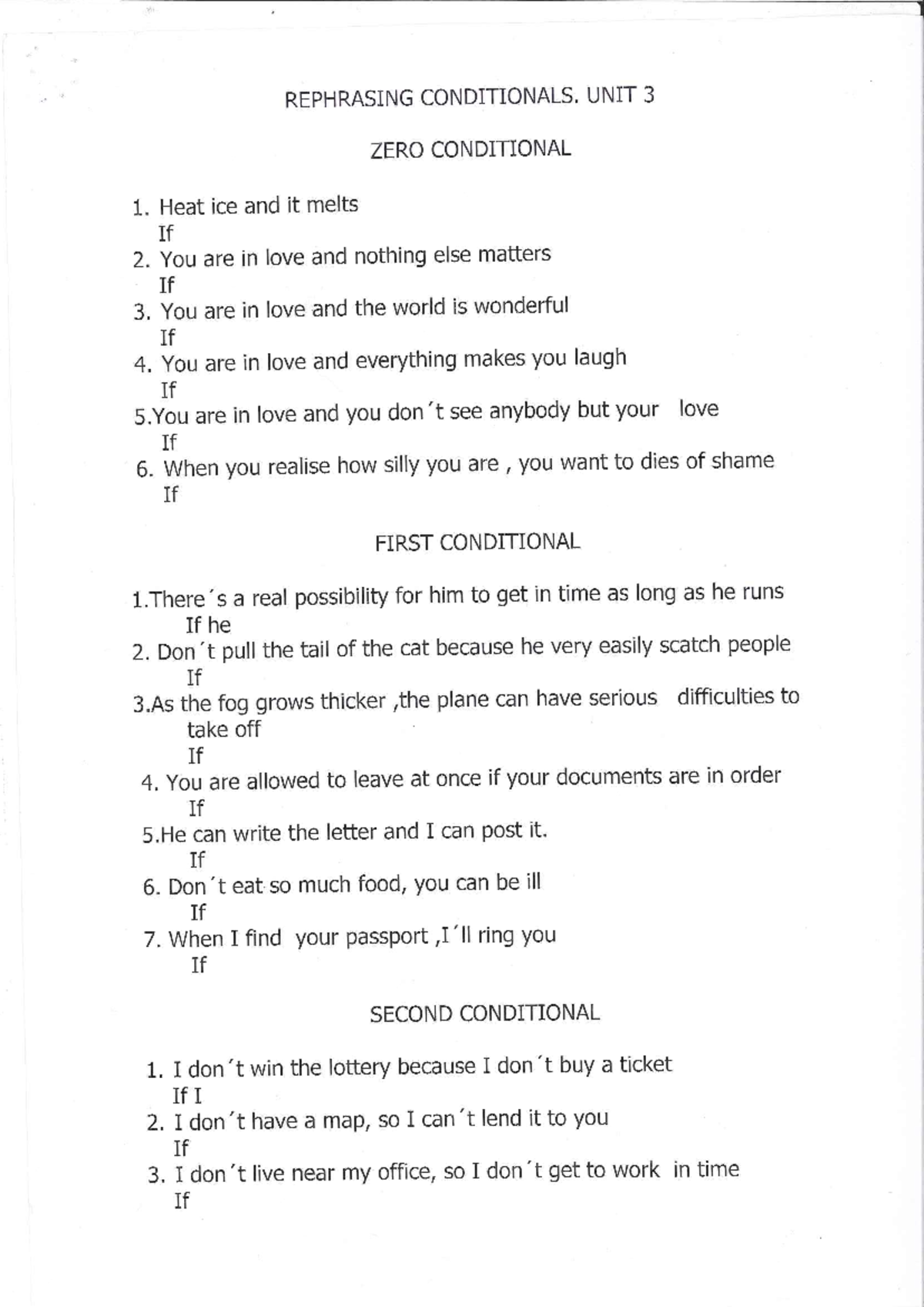 Rephrasing Conditionals: Unit 3 Overview and Examples - Studocu