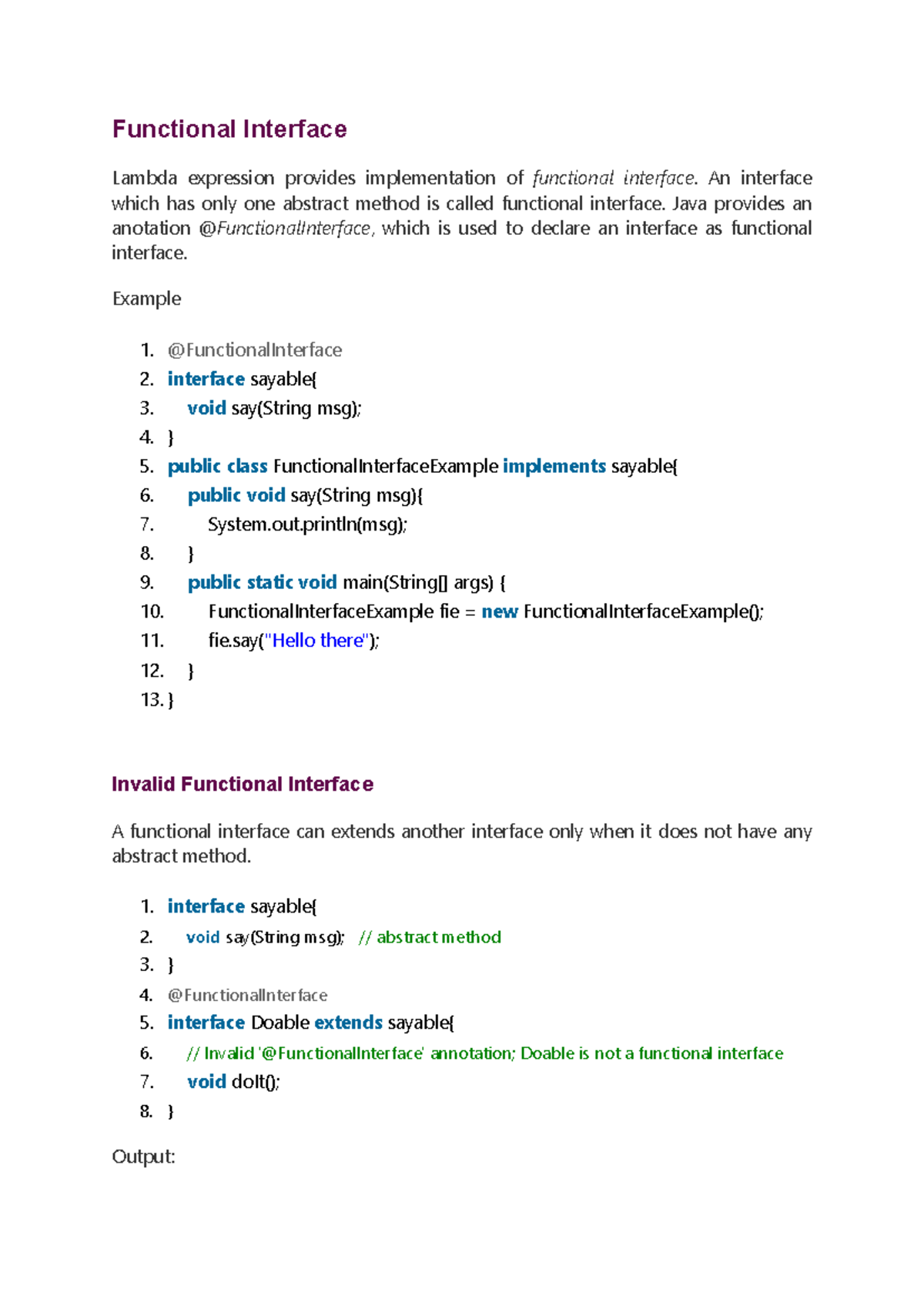 Java Unit 3 - Functional Interfaces and Lambda Expressions Notes - Studocu