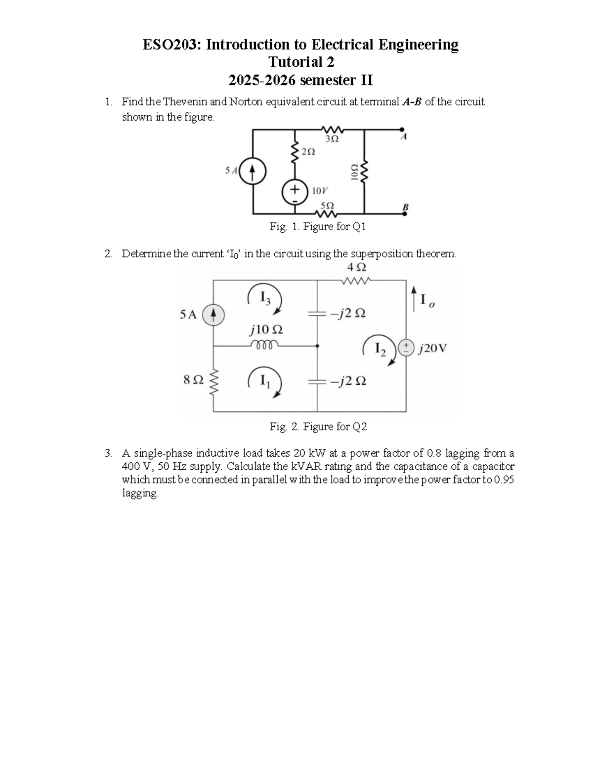 Tutorial 2 - ESO203: Introduction to Electrical Engineering Tutorial 2 ...