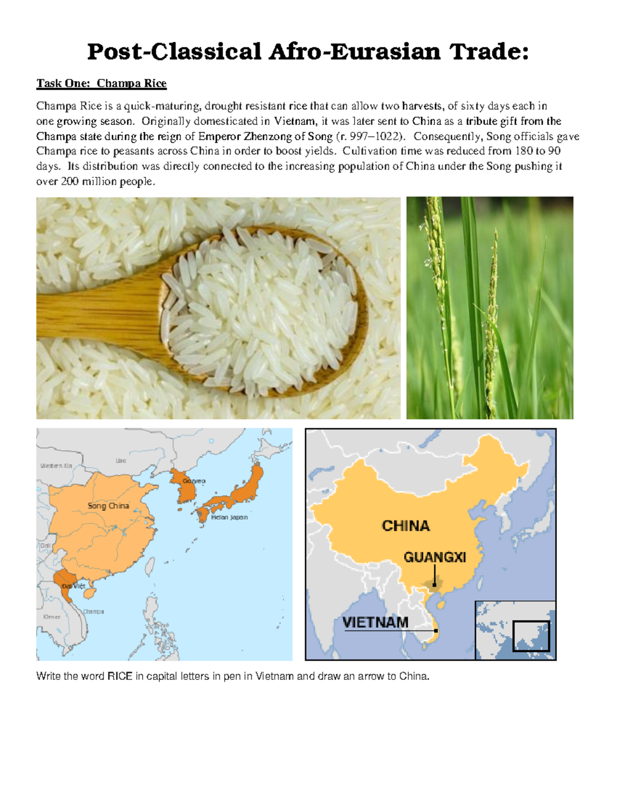Champa Rice, Porcelain, and the Spice Trade: Afro-Eurasian Commerce  Insights - Studocu, image size:1200x1553