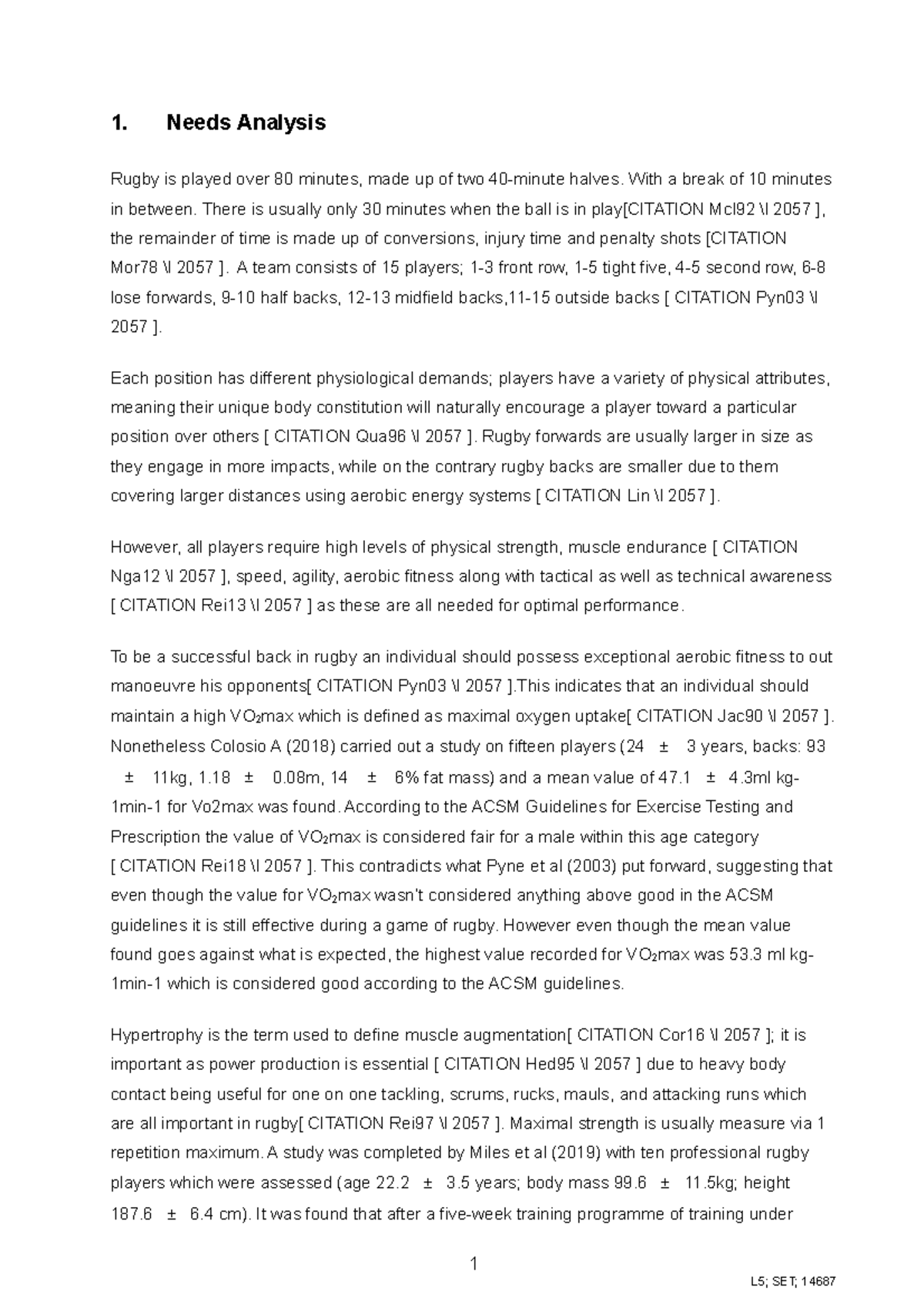 Assignment Proforma: Case Study on Athlete Needs & Training Plan - Studocu