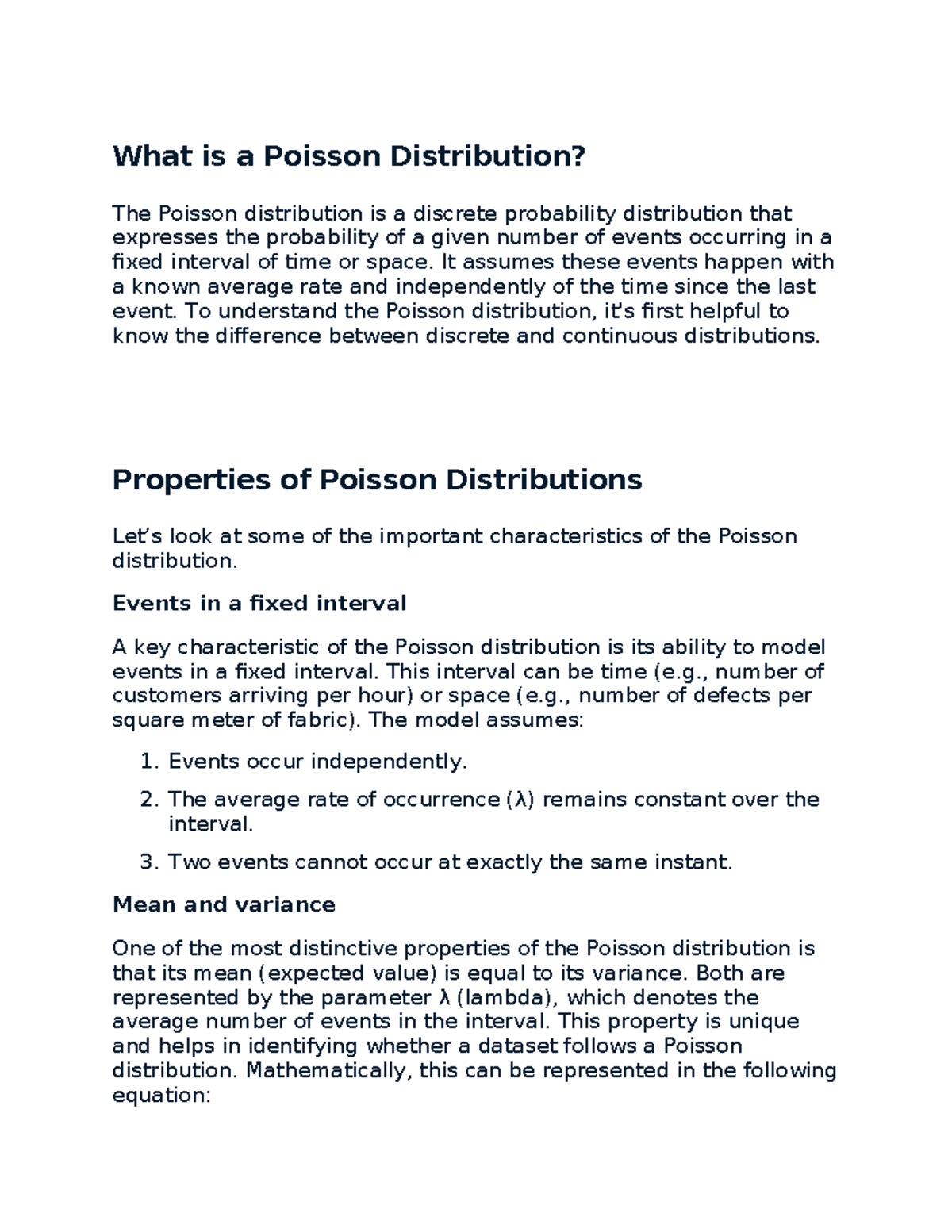 Understanding the Poisson Distribution: Key Properties and Applications ...
