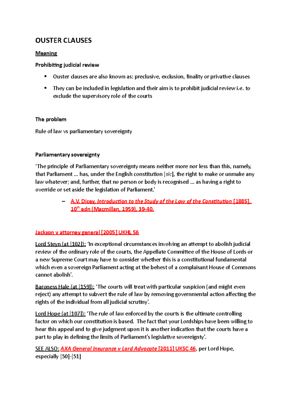 9 - Outer Clauses - Lecture Notes & Key Case Summaries - Studocu