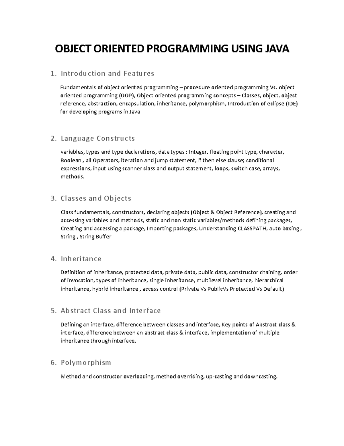 OOPs JAVA - Comprehensive Exam Study Notes for Object Oriented ...