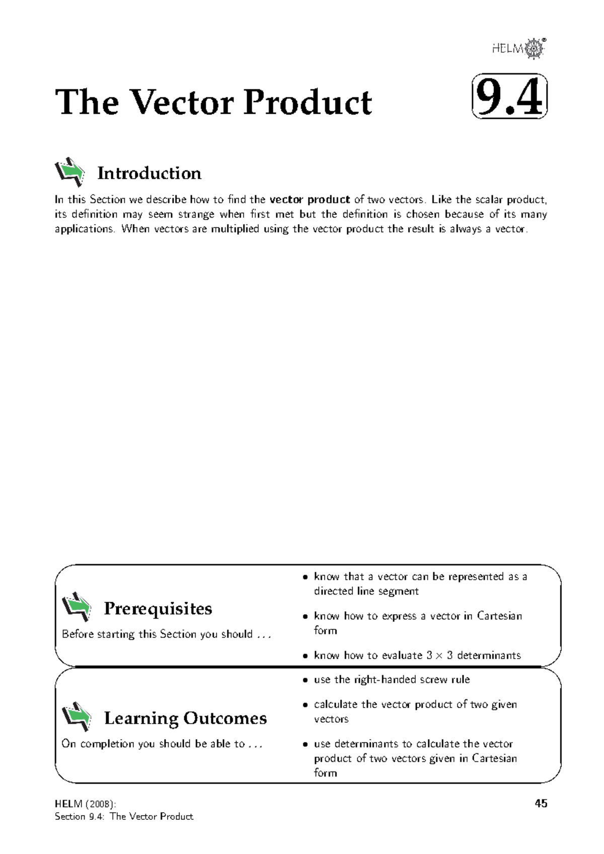Vector Product Worksheet (Vectors 9.4) - Detailed Overview and Examples ...