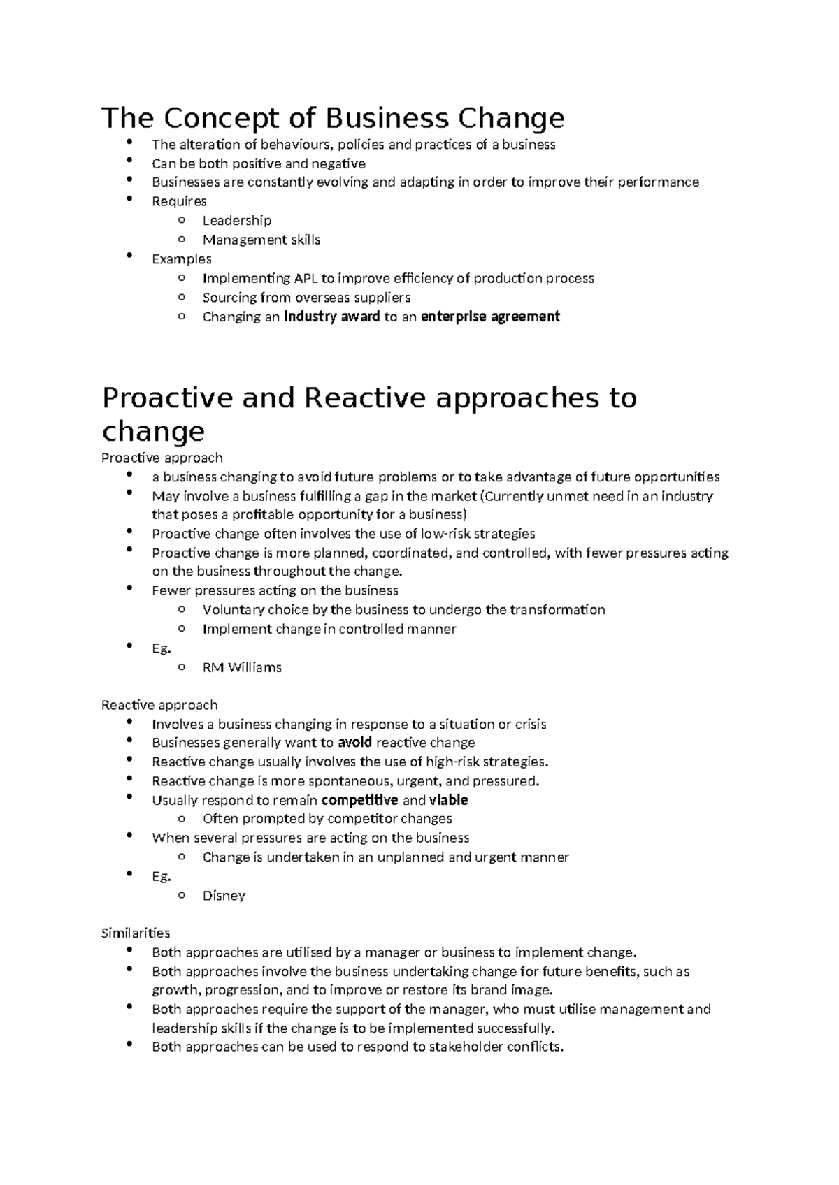 Business Change Concepts: Proactive vs. Reactive Approaches (WAEF ...