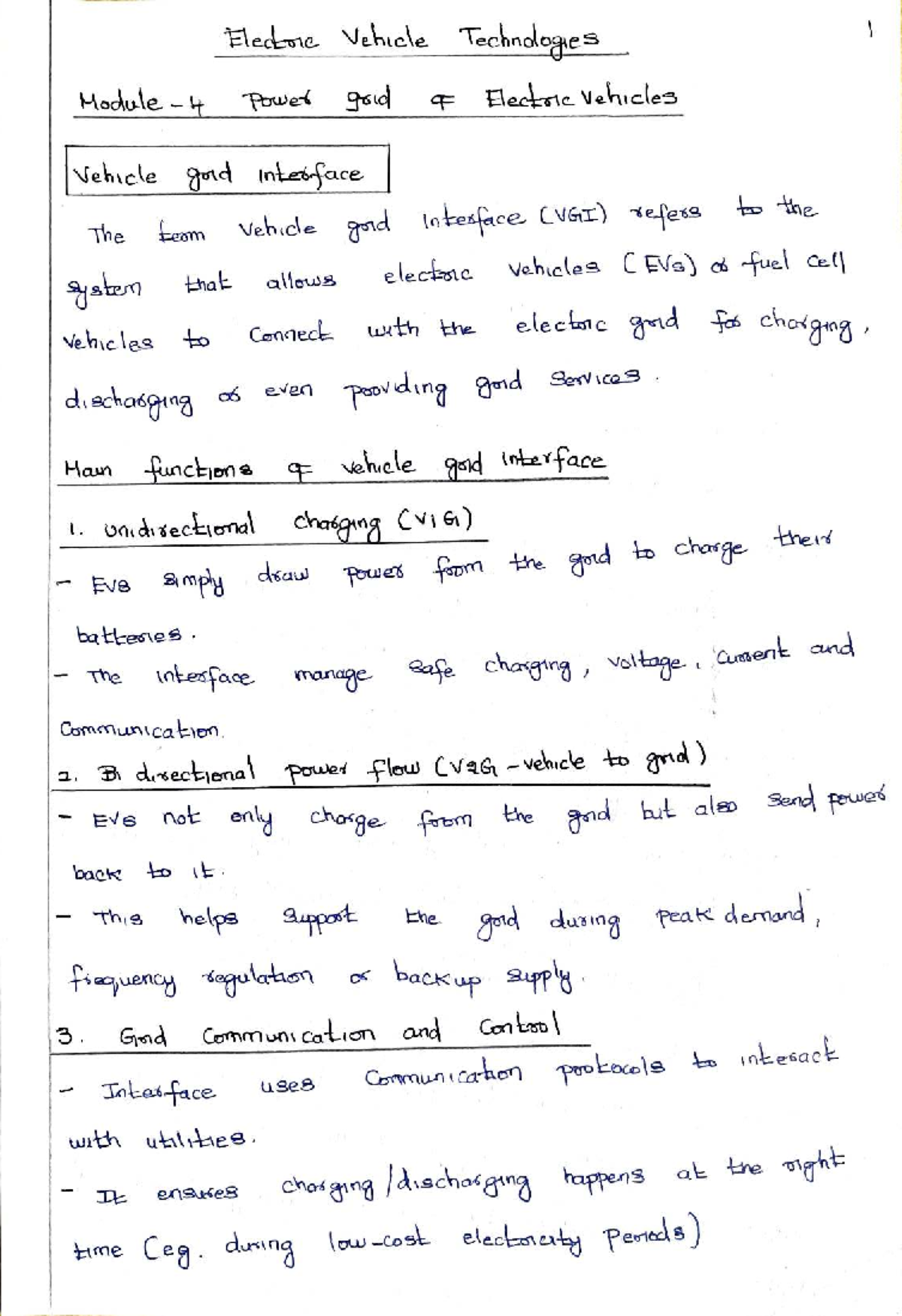 EVT Unit 4 Notes - Vehicle Grid Interface and Charging Technologies ...