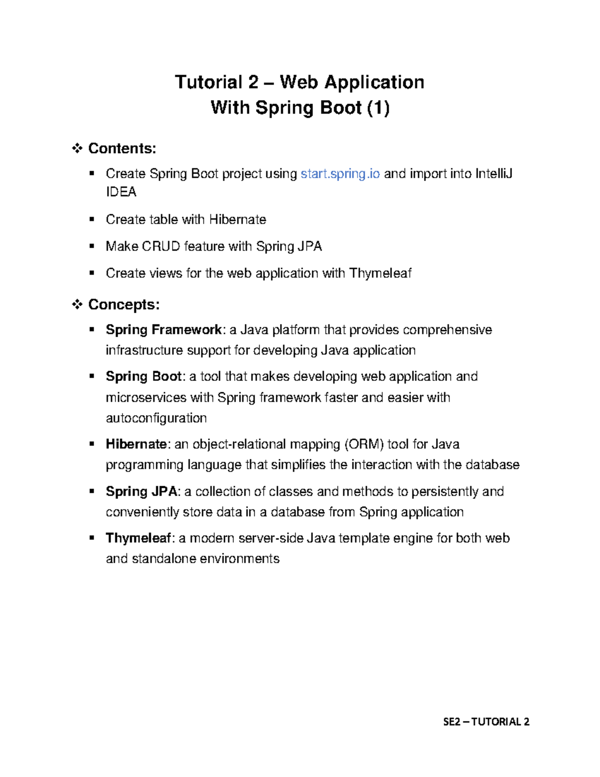 Tutorial 2 - Web App Dev with Spring Boot & Hibernate - Studocu