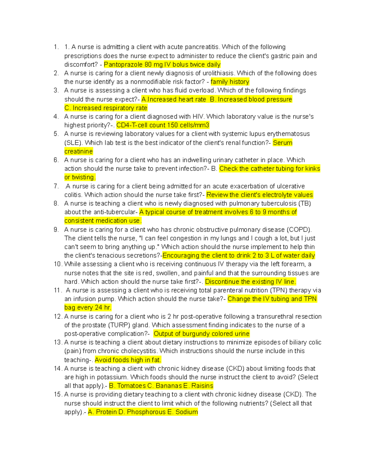 Midterm Exam Medsurge: Key Nursing Concepts and Interventions - Studocu