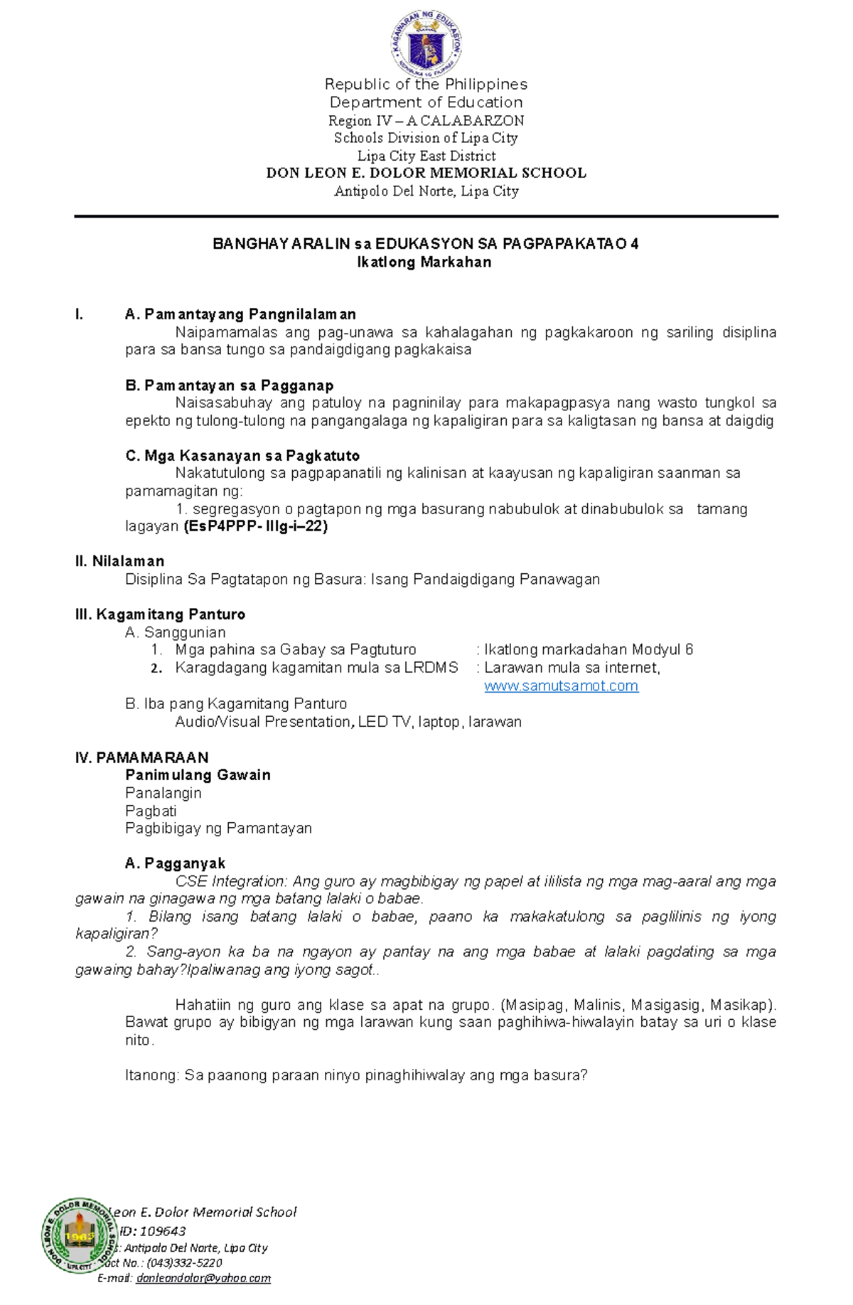 ESP4 - for lesson purposes - Department of Education Region IV – A ...