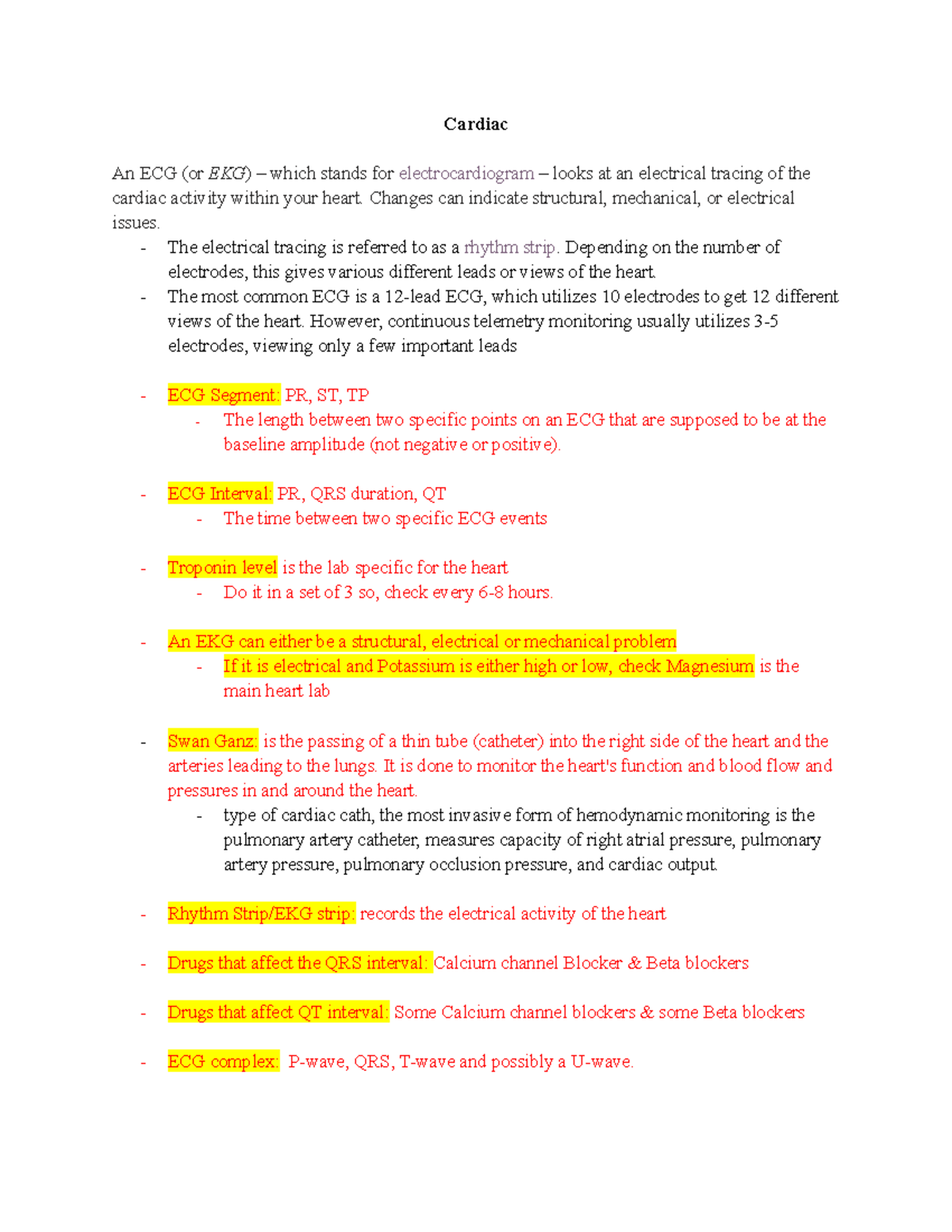 Med Surge 3 Final Exam Review: Cardiac and Neuro Concepts - Studocu