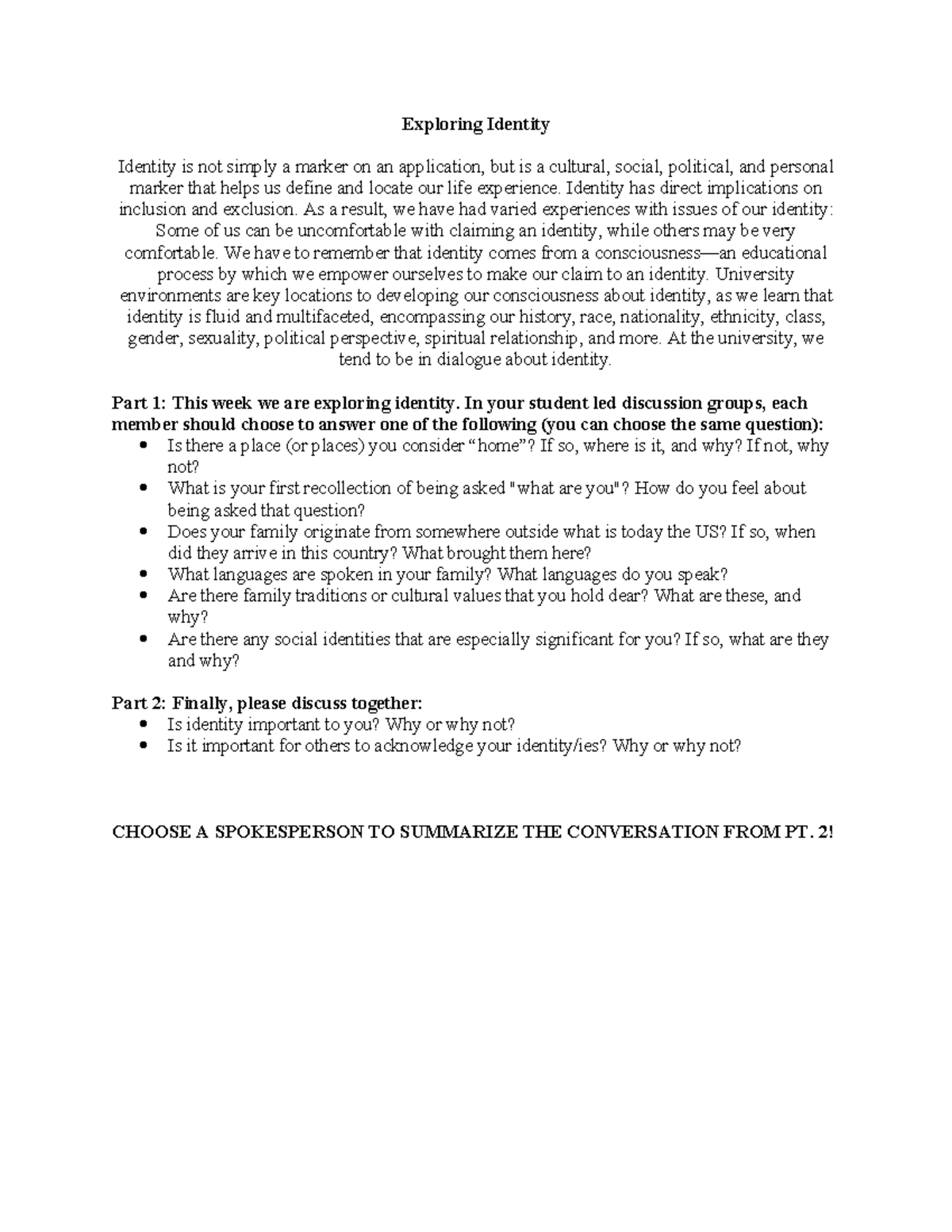 Exploring Identity: Cultural and Personal Markers Discussion - Studocu