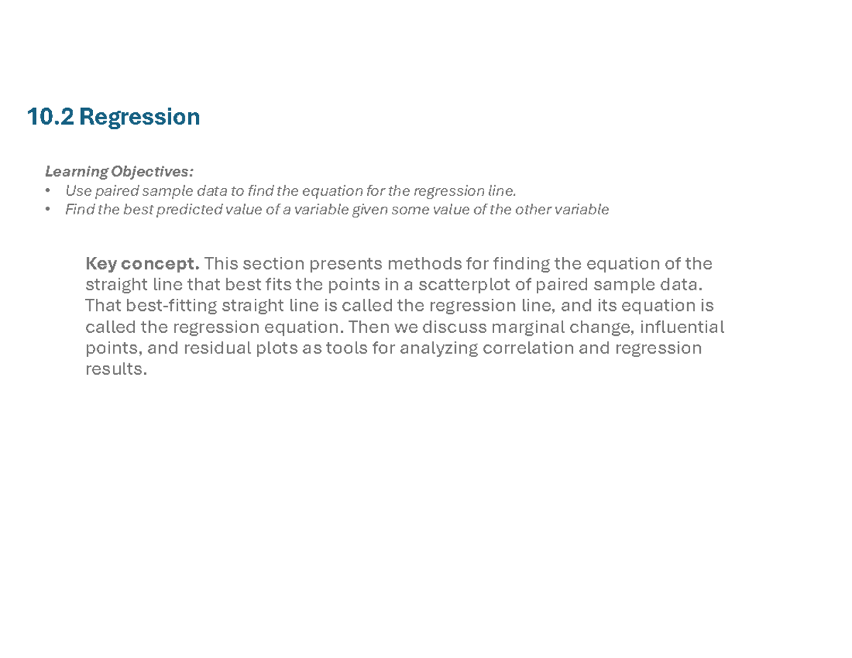 Section 10-2: Regression Analysis and Prediction Techniques - Studocu