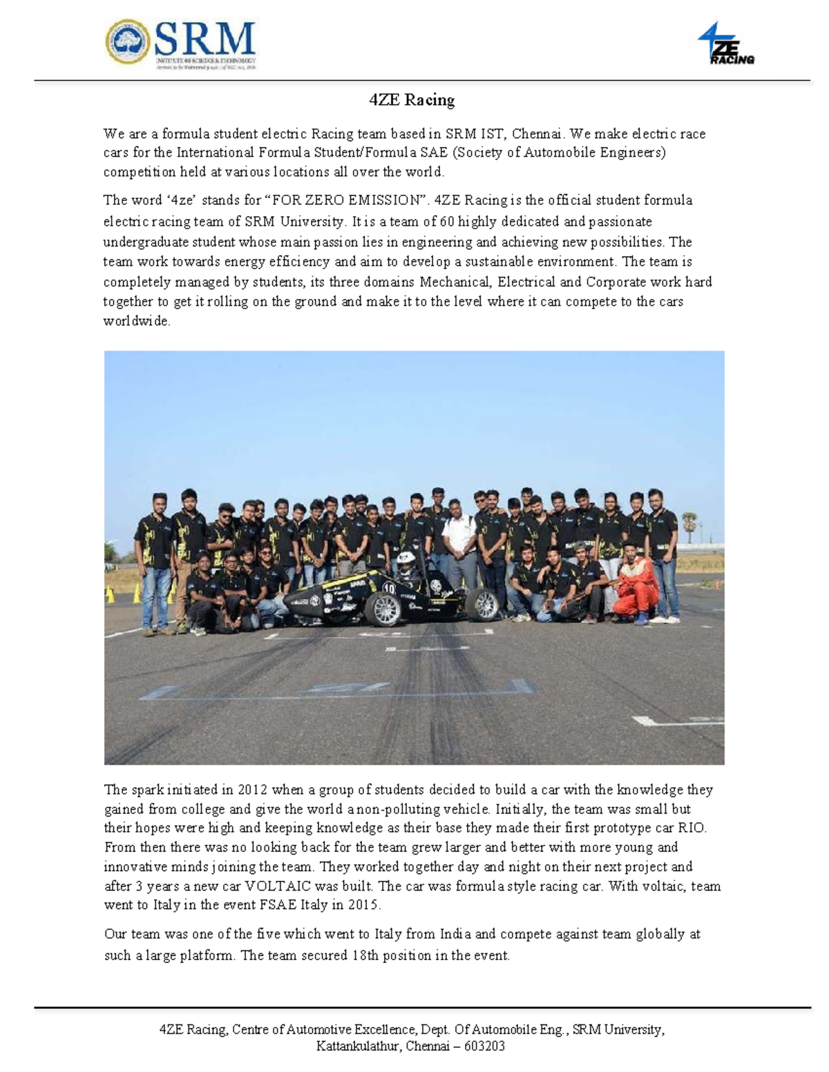 4ZE Racing Team Report: Achievements & Innovations in Electric Racing ...