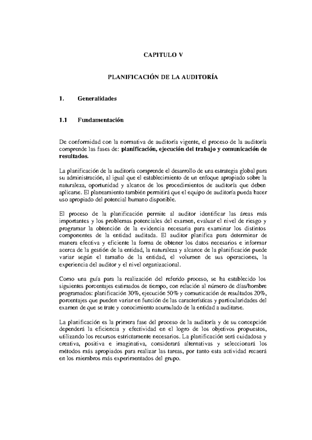 MGAG-Cap-V - Planificación de la Auditoría y Control Interno - Studocu
