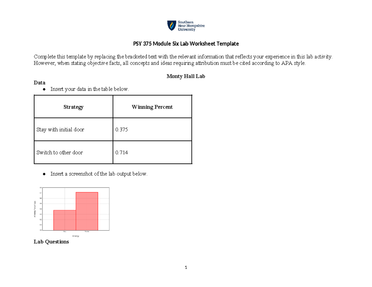 06 LAB FIN PSY 375 Module 6 Lab Worksheet Final - PSY 375 Module Six ...