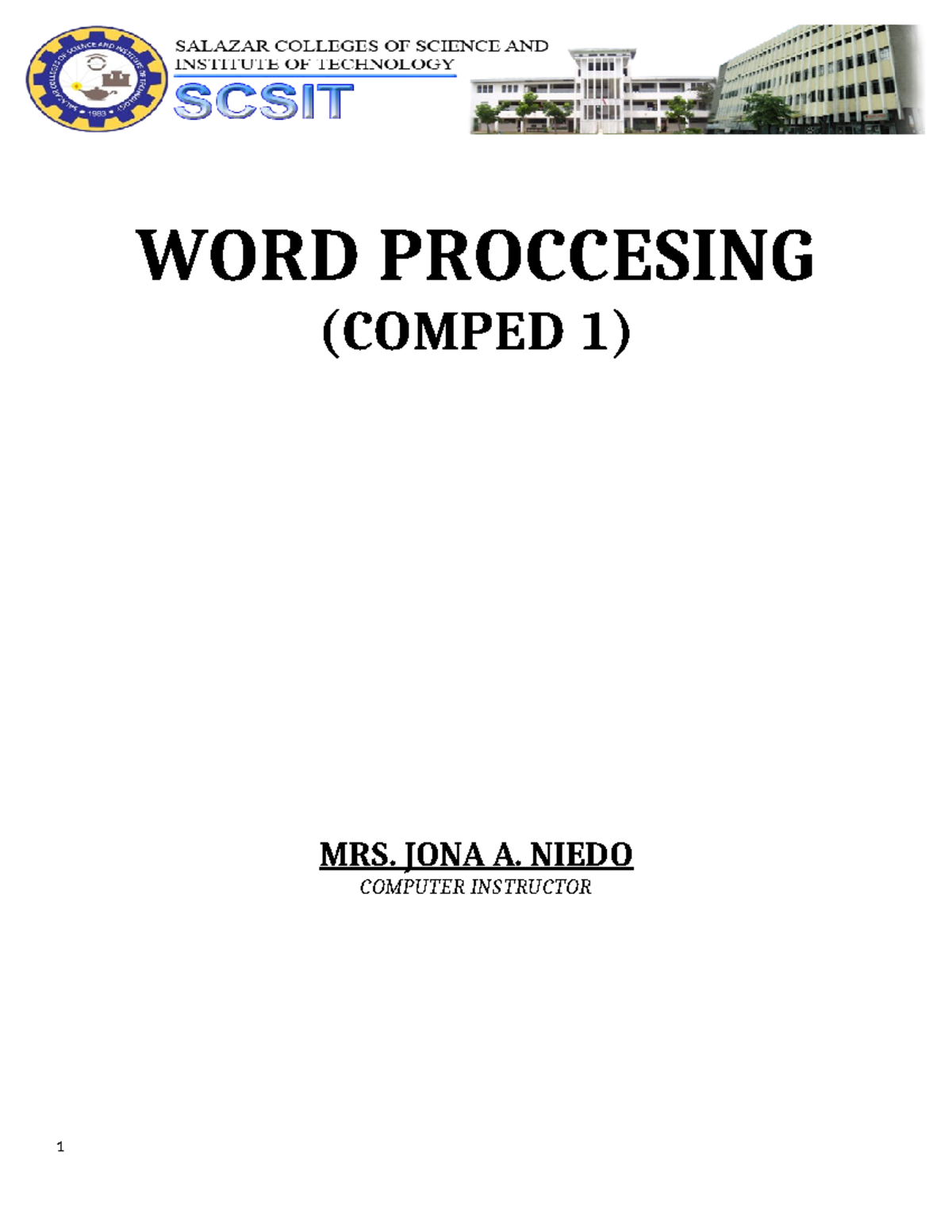 WORD Processing Module: Introduction to Word 2010 (COMPED 1) - Studocu