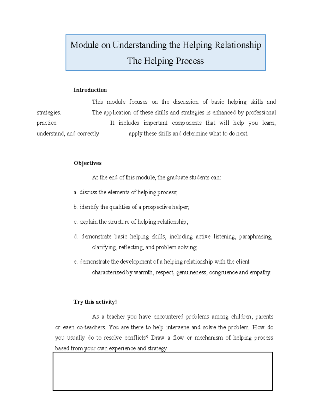 Understanding the Helping Relationship: The Helping Process Module ...